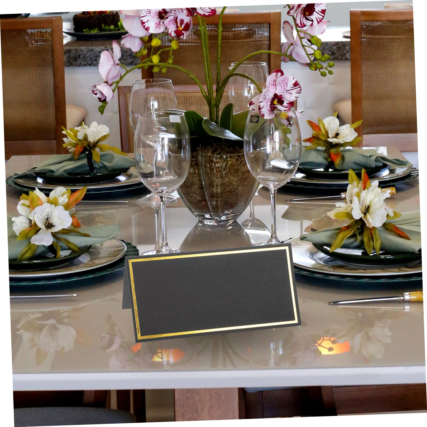 STOBOK 150stücke Elegante Platzkarten Mit Goldfolienprägung Für Hochzeiten Feste Und Bankette Blanko Tischkarten Für Gäste Mit Stilvollem Design Für Personalisierte Namensschilder