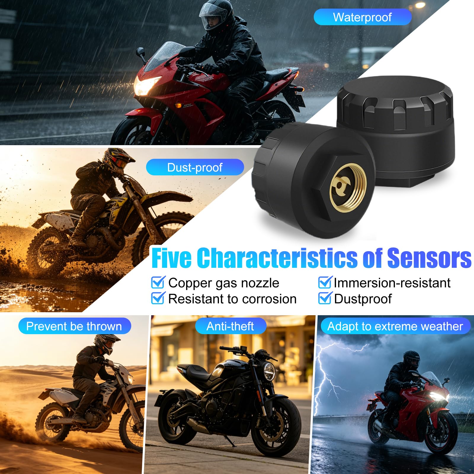Sistema di controllo della pressione degli pneumatici TPMS con app, Bluetooth intelligente, rilevatore di pressione degli pneumatici e rilevatore di temperatura, 2 sensori esterni, supporta iOS