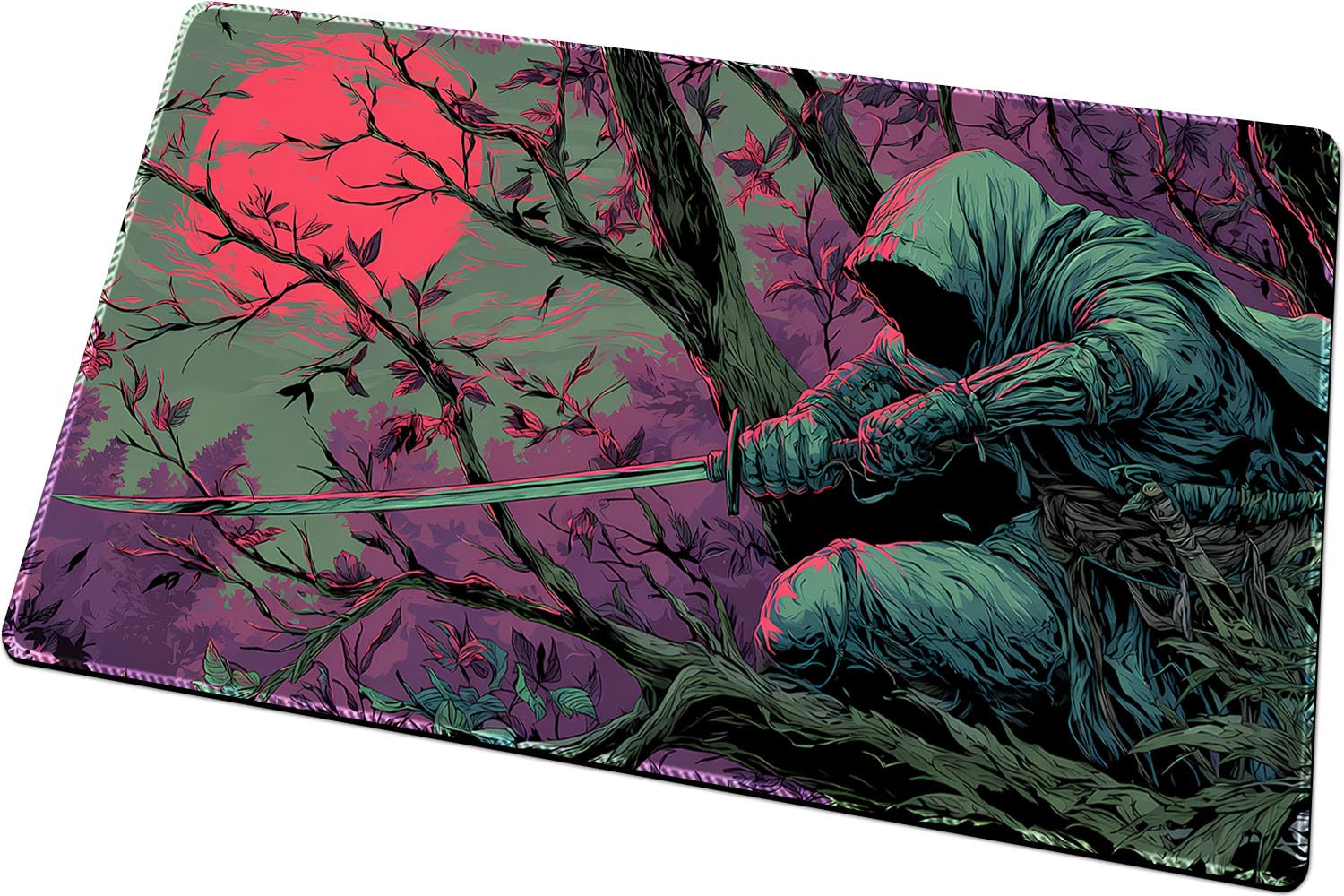 BUIBUIC MTG Playmats(Stitched) 14x24in Compatible for OCG CCG RPG TCG Playmats with Card Zones Storage Bag (Assassins-No Zone)