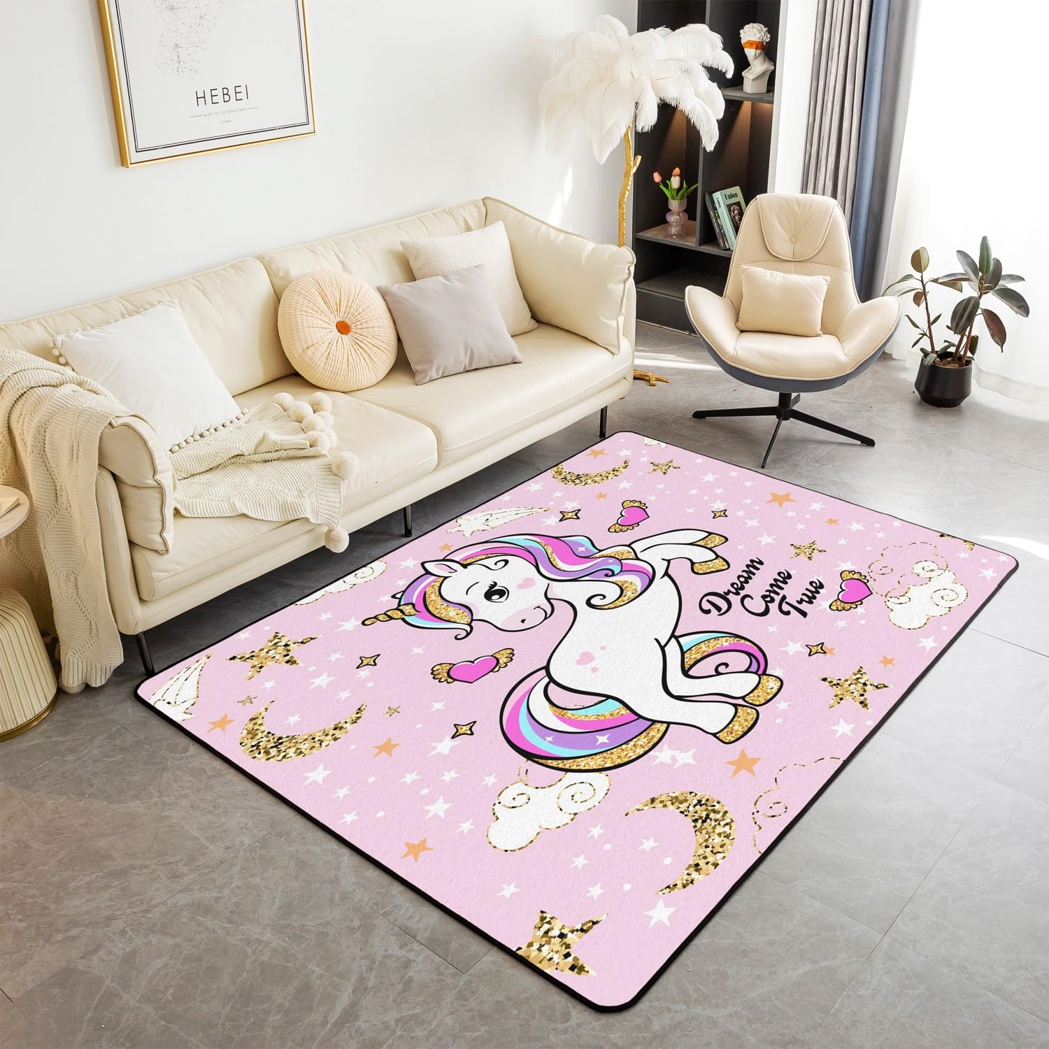 Unicornio brillo salón alfombra dormitorio alfombra exterior 100x150cm niña lindo unicornio alfombra decorativa arco iris alfombra de salón Cloud Star alfombra de salón de dibujos animados unicornio