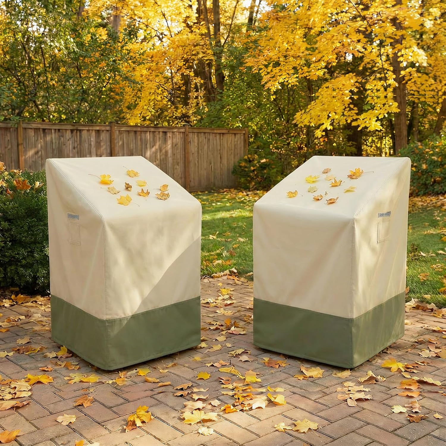 BPS Patio Stackable Chair Cover, Waterproof 600D Oxford Outdoor Chair Cover with Attached Storage Bag and Reflective Handles for Furniture Protection, 26W x 28D x 48H Inches