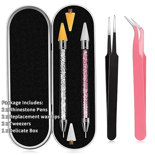 Miniatura 2 de Herramienta para recoger diamantes de imitación con 2 puntas de cera, herramienta de gemas de diamantes de imitación para arte de uñas, accesorios
