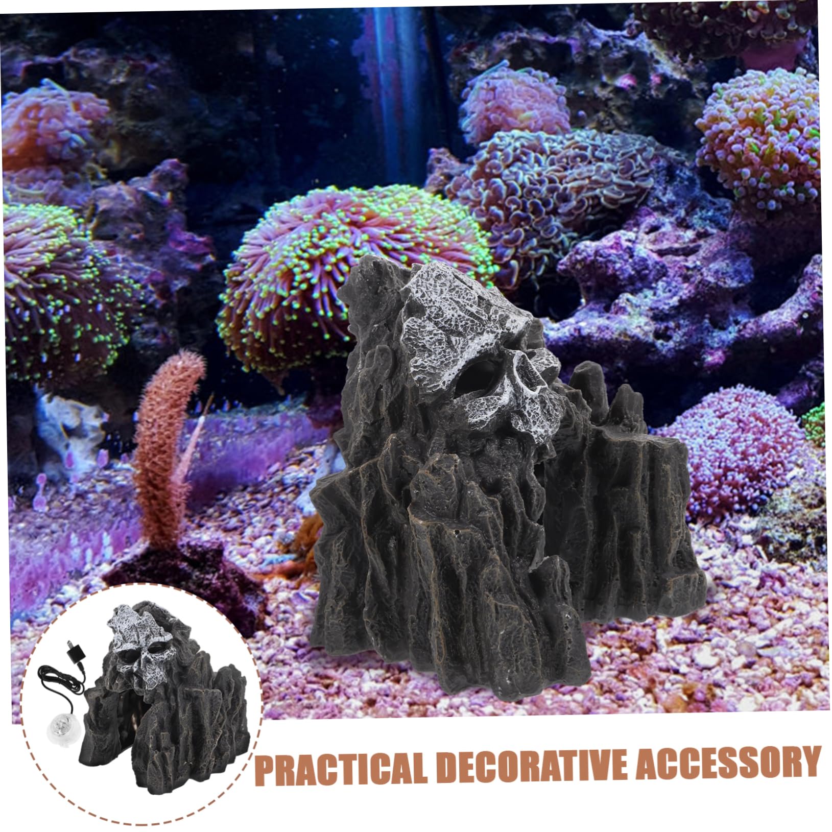 Yardwe 2 Pièces Décorations Aquatiques Grotte sous-Marine Ornement d'aquarium Squelette Aquarium orner Aquariums aquaterrarium Grotte cachette d'aquarium Accessoires d'aquarium résine