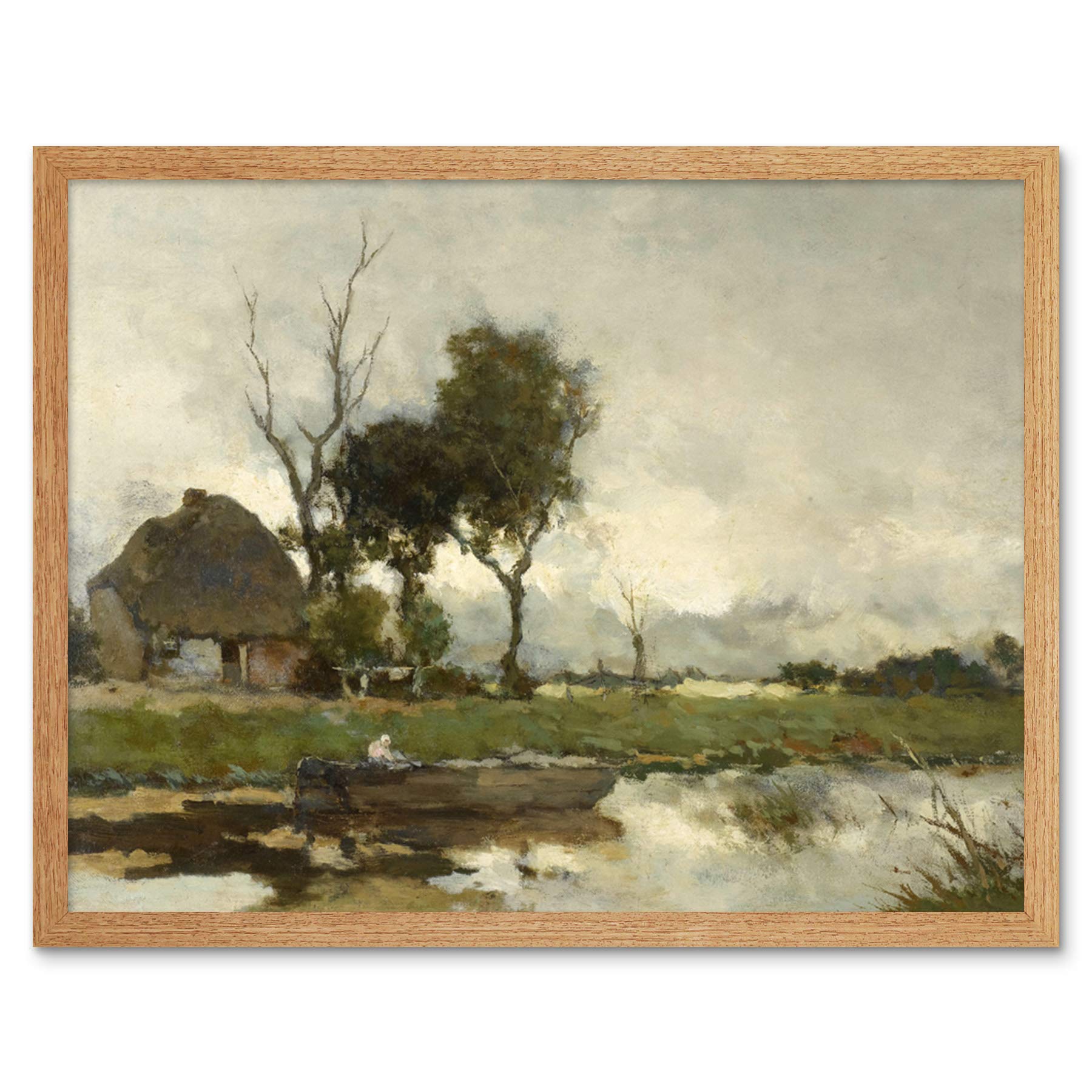 Artery8 Weissenbruch Autumn Landscape Cottage Painting Art Print Framed Poster Wall Decor 12x16 inch