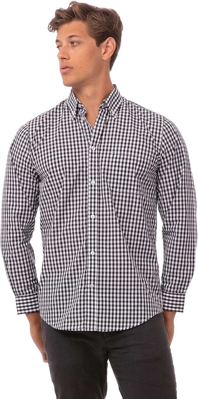 Chef Works Men's Gingham Dress Shirt at 