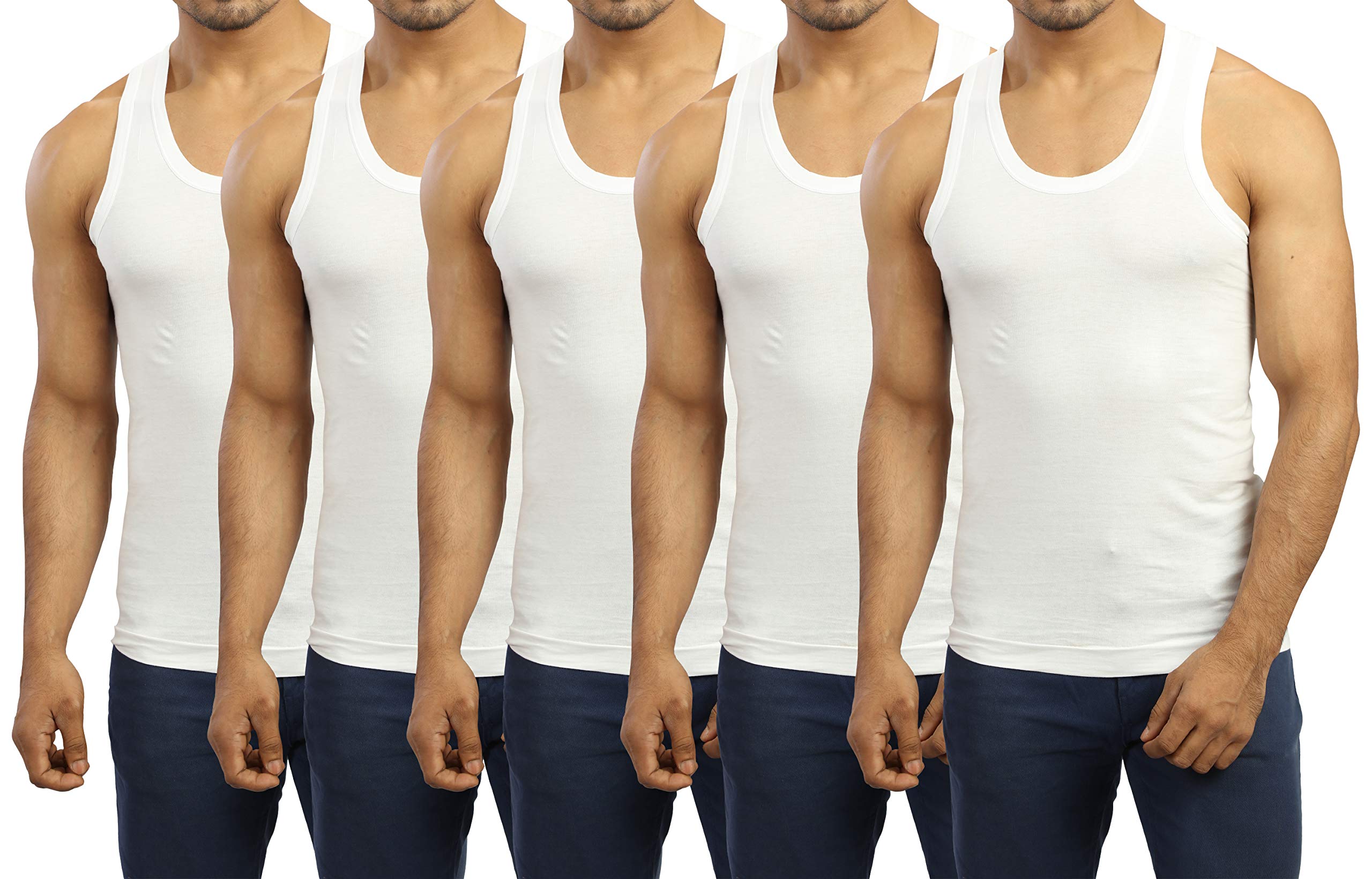 dora Mens Cotton Trend Vest | White | Pack of 5 | Round Neck Vest | Men's Sleeveless Vest | Combed Cotton | with Extended Length for Easy Tuck-picture-41