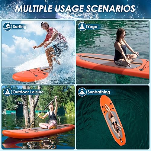 Vista 18 de TLSUNNY 10FT Inflatable Stand Up Paddle Board, 3 Fins Paddleboard with Full SUP Accessories for All Skill Levels, Portable Two-Way Hand Pump and