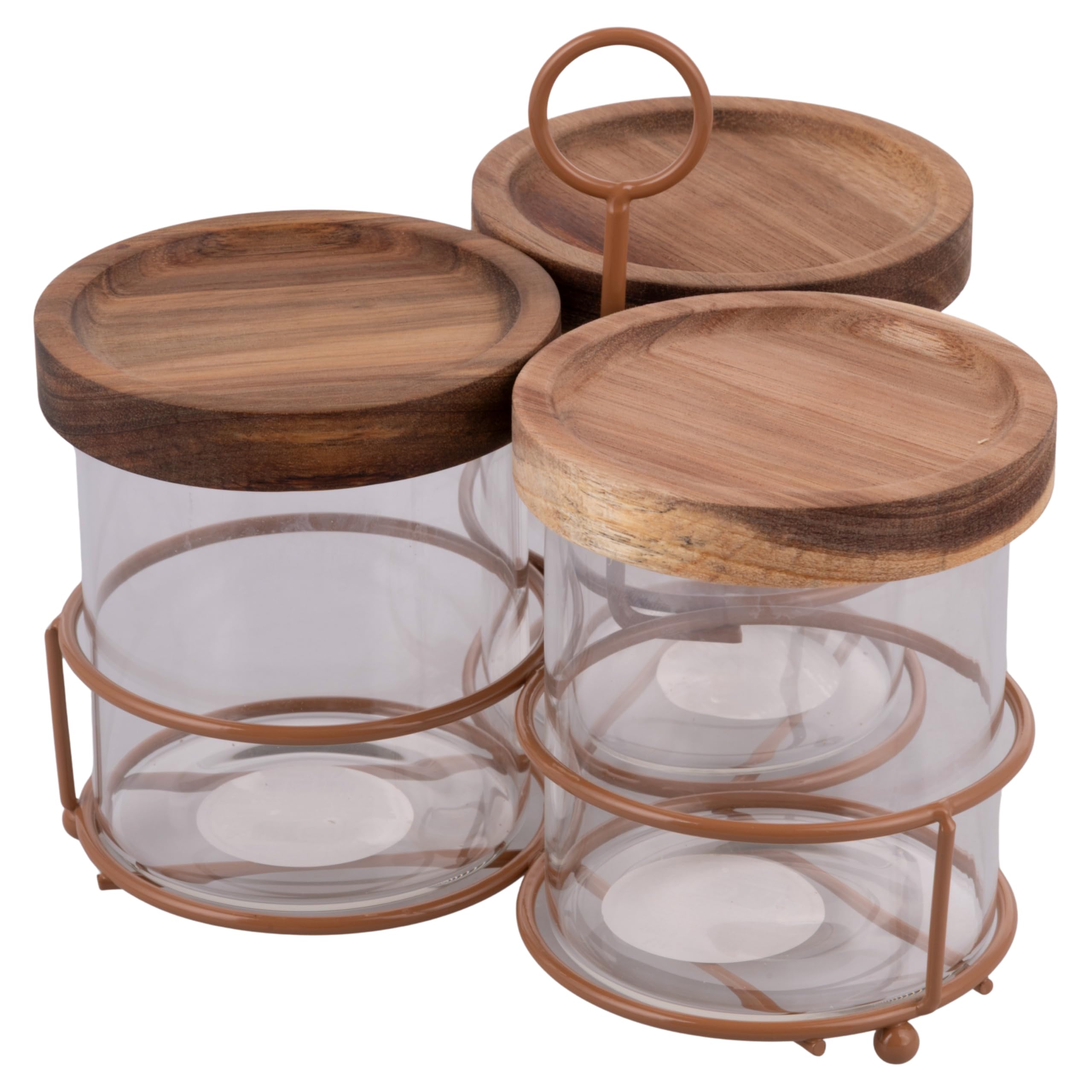 Bocaux en verre borosilicate 390 ml Villa d'Este Home Tivoli avec couvercle en bois