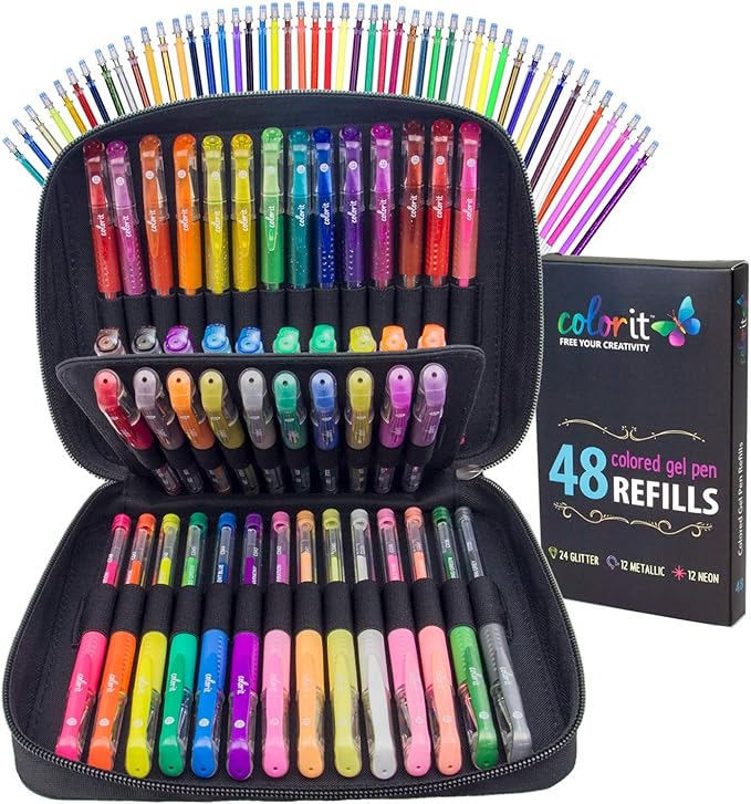 ColorIt Gel Pens For Adult Coloring Books 96 Pack 48
