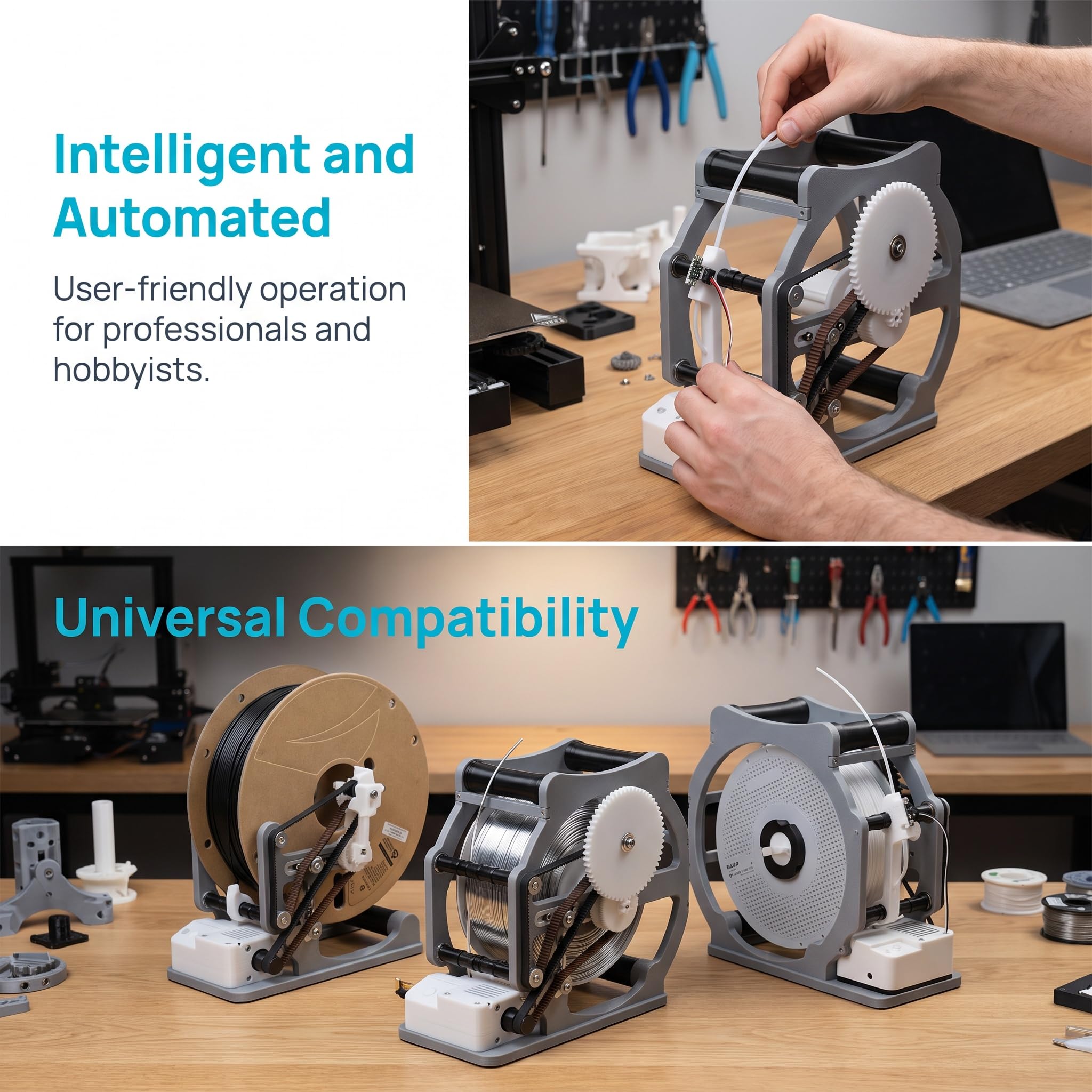 Enrollador De Filamento Para Impresión 3d — Eléctrico Inteligente | Enrollado Automático, Tensión Ajustable | Para Filamento/alambre De Impresora 3d