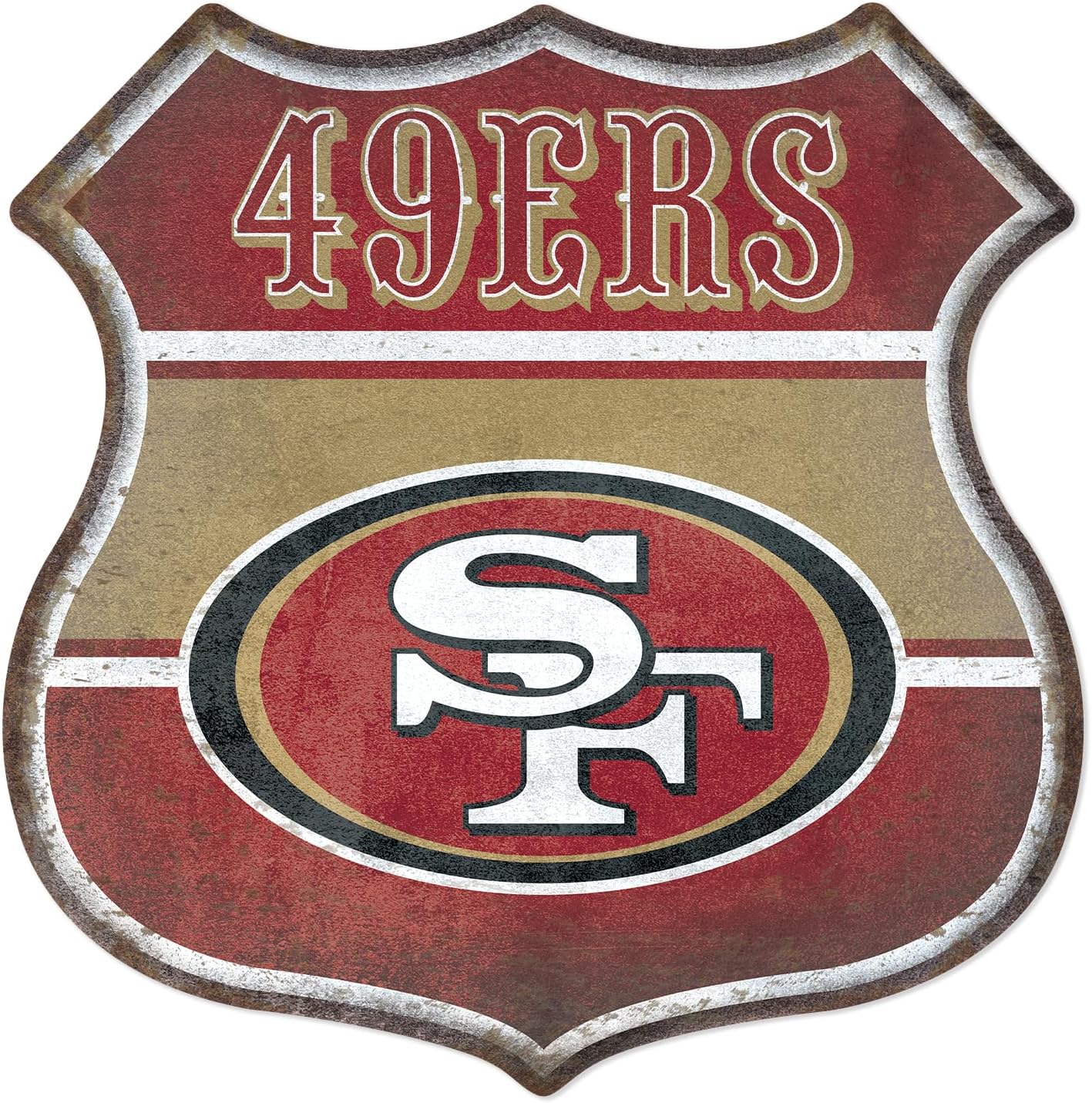 Rico Industries NFL Football San Francisco 49ers Rustic 11.5" Metal Route Sign