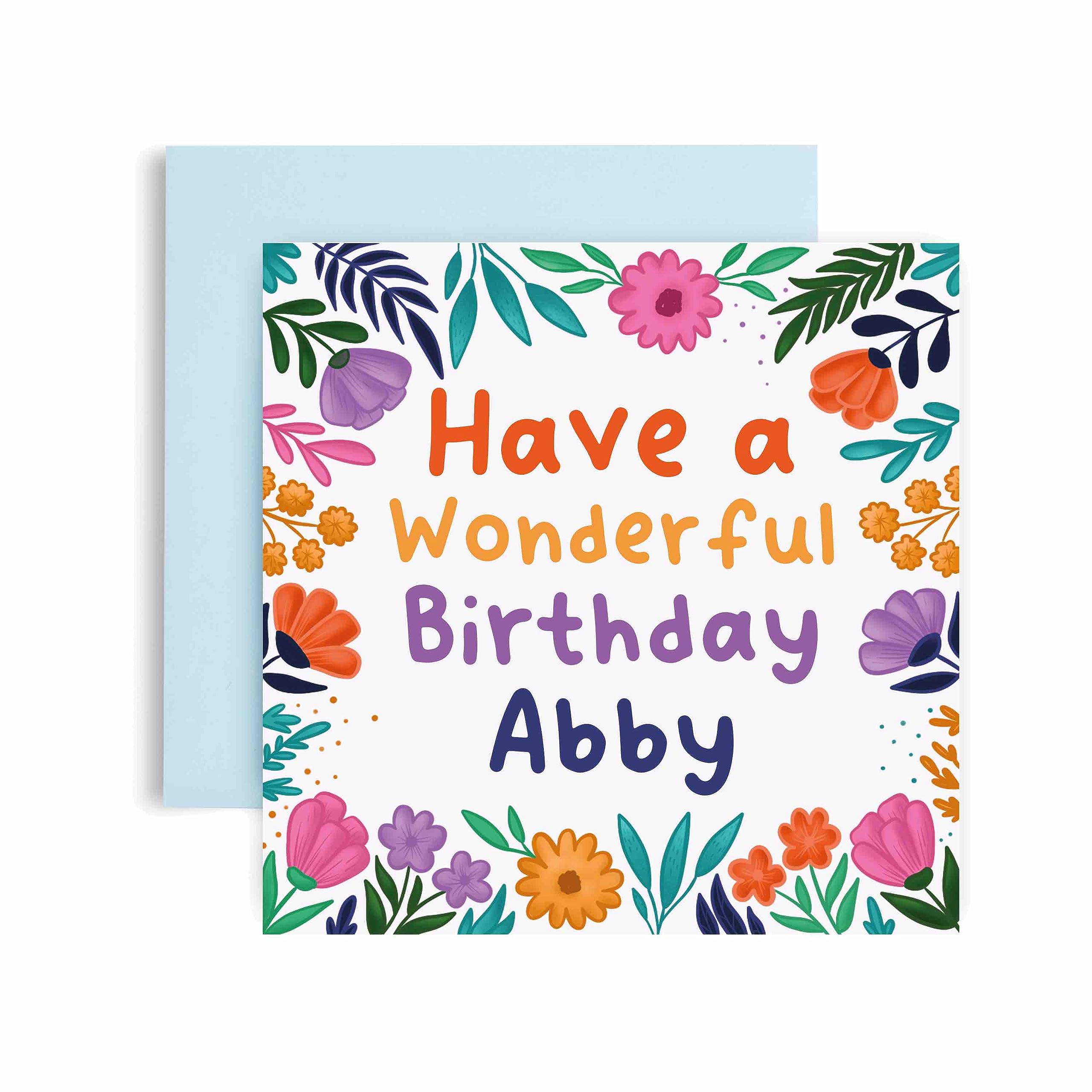 Huxters Personalised Birthday Card for Her – Abby Floral Birthday Cards for Women and Best Friend – Personalised Card for Mum or Daughter Sister or Auntie – Gift cards for women (Abby)