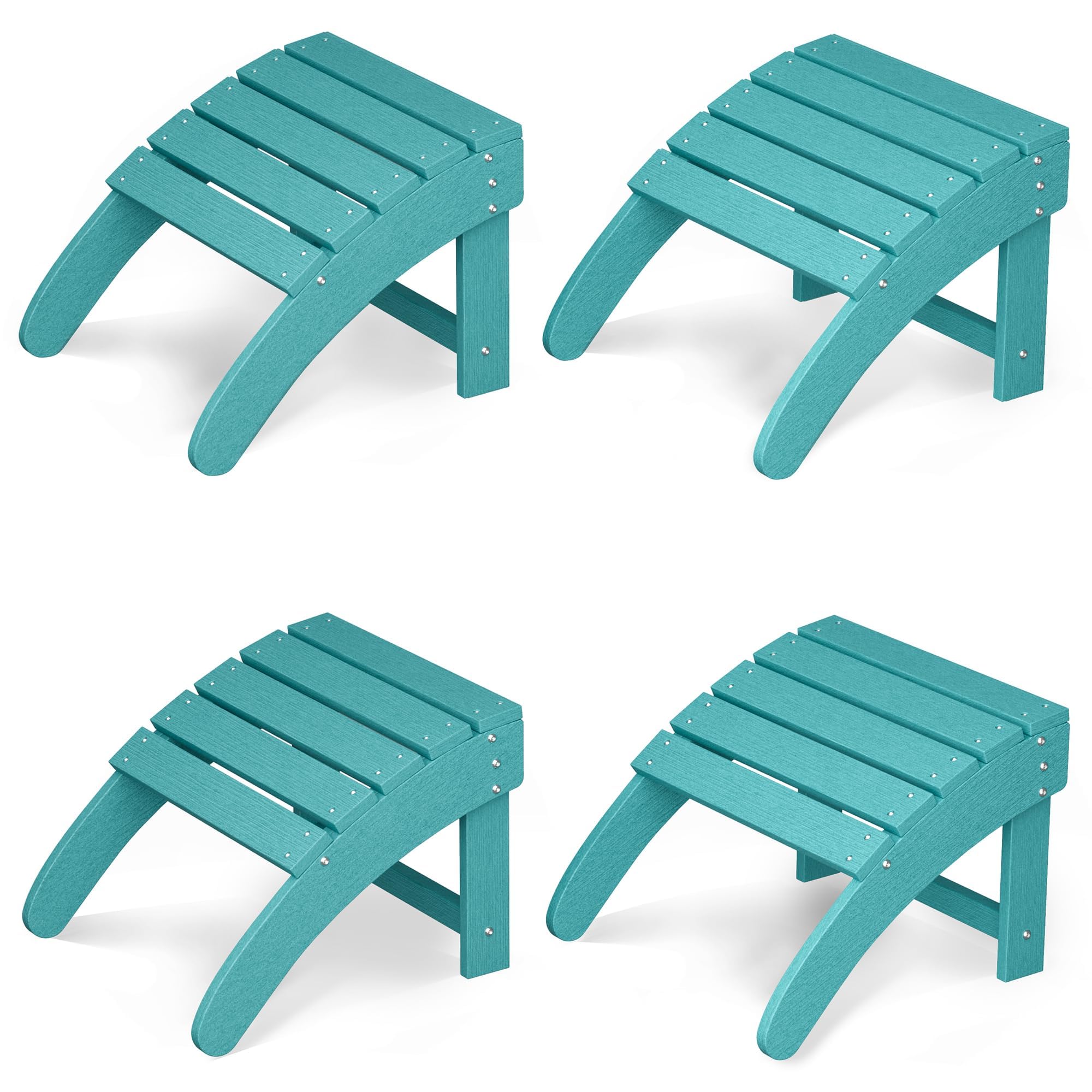 GarveeHome Adirondack Foot Stool, 48x45.8x35.8cm HDPE Adirondack Ottoman for Adirondack Chair, Wooden Sun Outdoor Lounger Foot Rest Stool for Outside Porch Pool Lawn Backyard, Blue