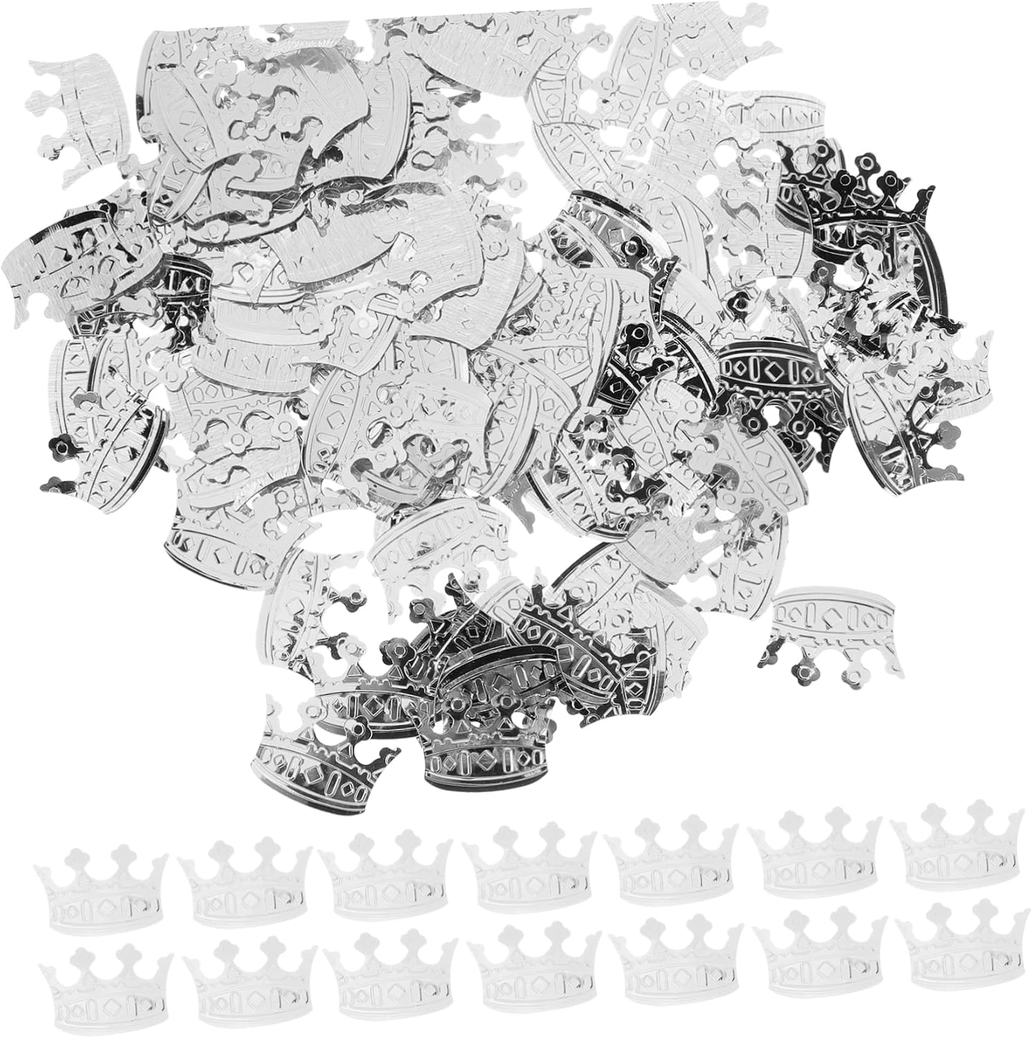 SOLUSTRE 4 Packs Silver Confetti Crown Table Scatter PVC Party Supplies for Wedding Birthday Shower Decoration Chic Lightweight DIY Decor for Invitations and Gift Bags