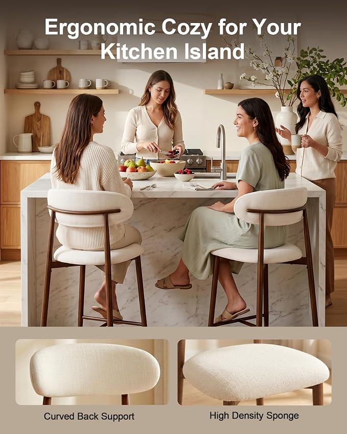 Set de 4 Butacos de Metal MOLENE Beige con Respaldo miniatura 4