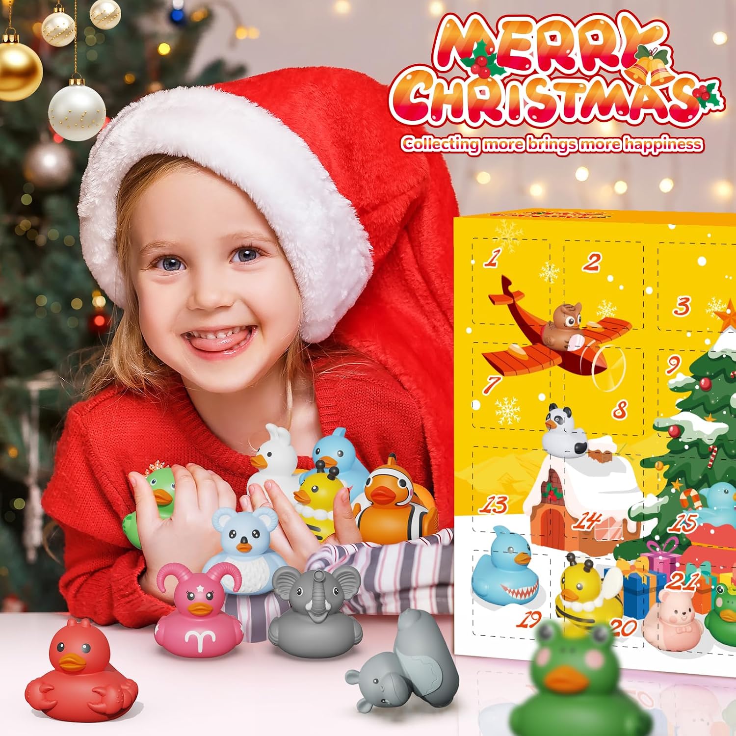 Advent Calendar Boys & Girls, 24 Days Christmas Countdown Calendar, Rubber Ducks Bath Toys, Toys for Toddler, Christmas & Birthday Gifts