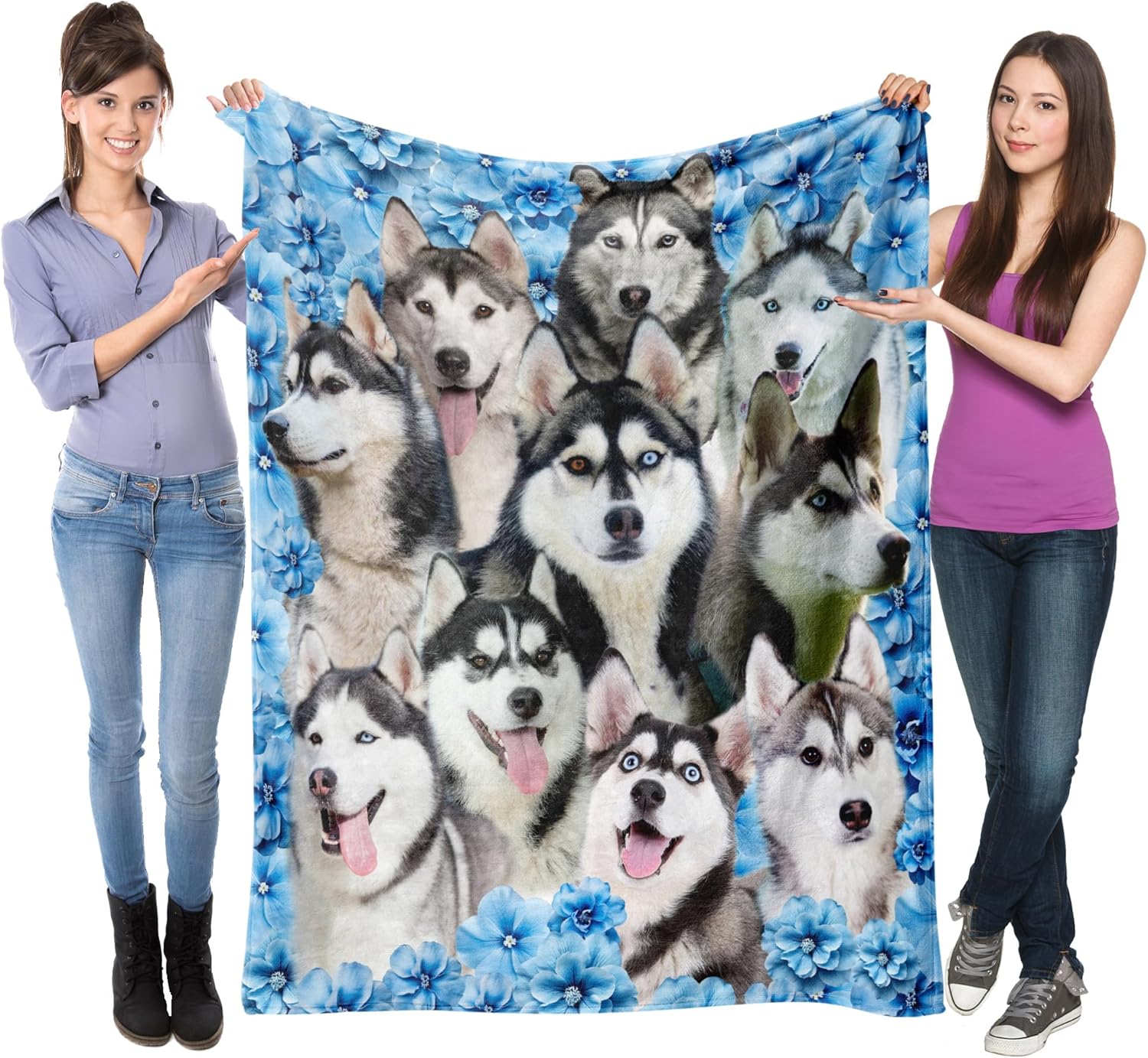 Siberian Husky Dog Fleece Blanket,Super Soft Dogs Flannel