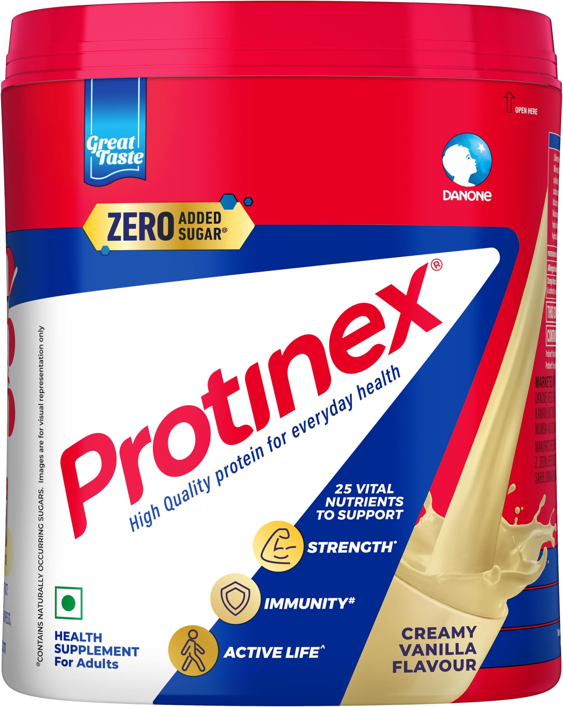 Protinex Creamy Vanilla, 400g | Get 40% daily protein requirement for strong muscles when prepared with 200ml milk | High Protein | Zero Added Sugar | Nutritional Drink for Men and Women