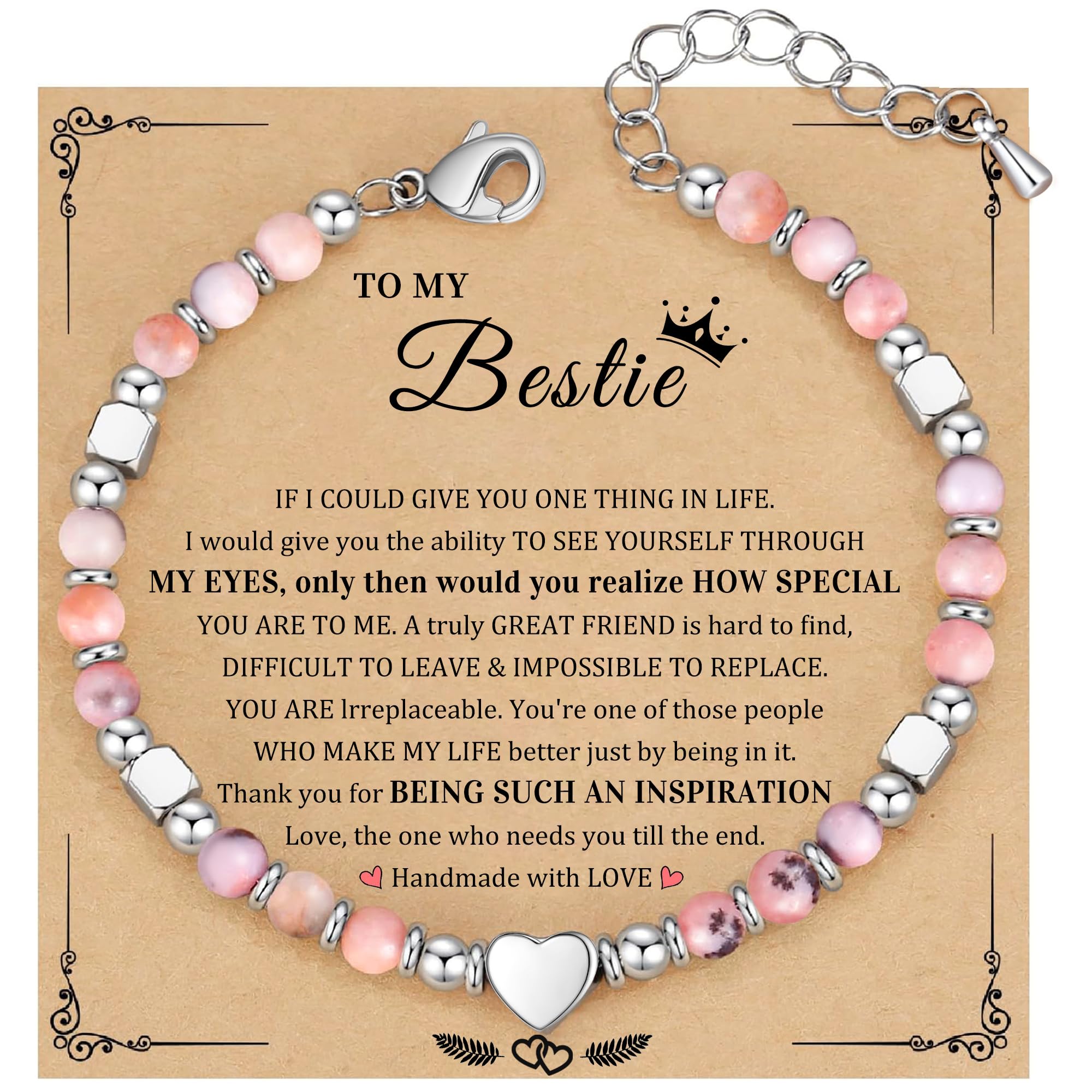 Best Friend Bracelet Gifts for Women Sister Bestie, Christmas Gift for Teens Mom Daughter Granddaughter Birthday Gift for Her Stocking Stuffers