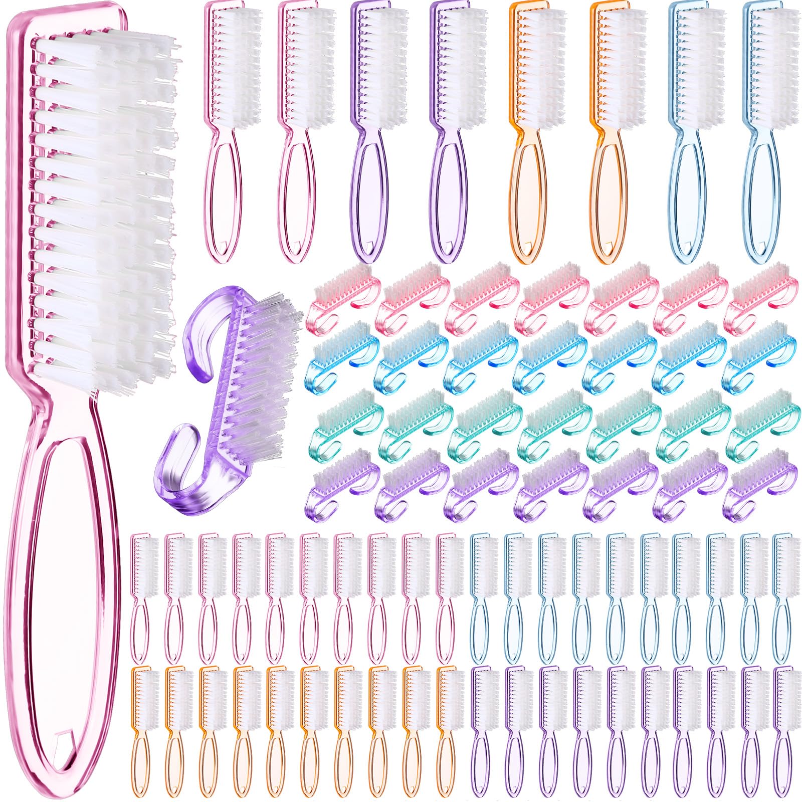 Patelai Lot de 200 brosses à ongles colorées avec poignée - Pour homme et femme - Multicolore