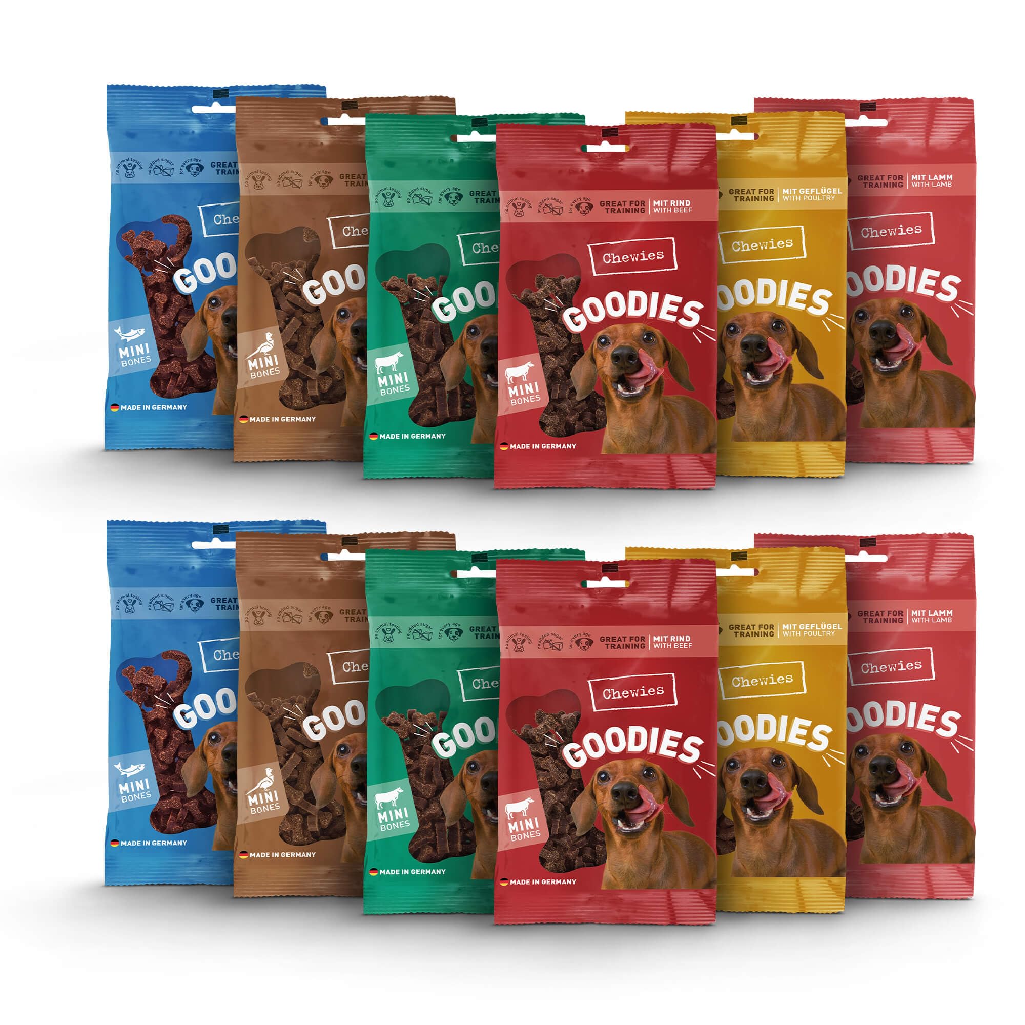 Chewies Training MINI Snacks Hunde-Leckerli Probier-Paket - gesunde Hunde- Leckerlis ohne Zucker, ideal als Belohnung & Motivation im Hundetraining  geeignet, Made in Germany (12 x 125g) : Amazon.de: Haustier