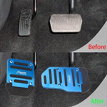 3 Pcs Car Non-Slip Brake Foot Pedals, Car Pedal Cover Set Manual Car Auto, Non Slip Sports Aluminium Alloy Automatic Car Auto Vehicle Pedal Foot Treadle Foot Brake Cover Pad, Blue
