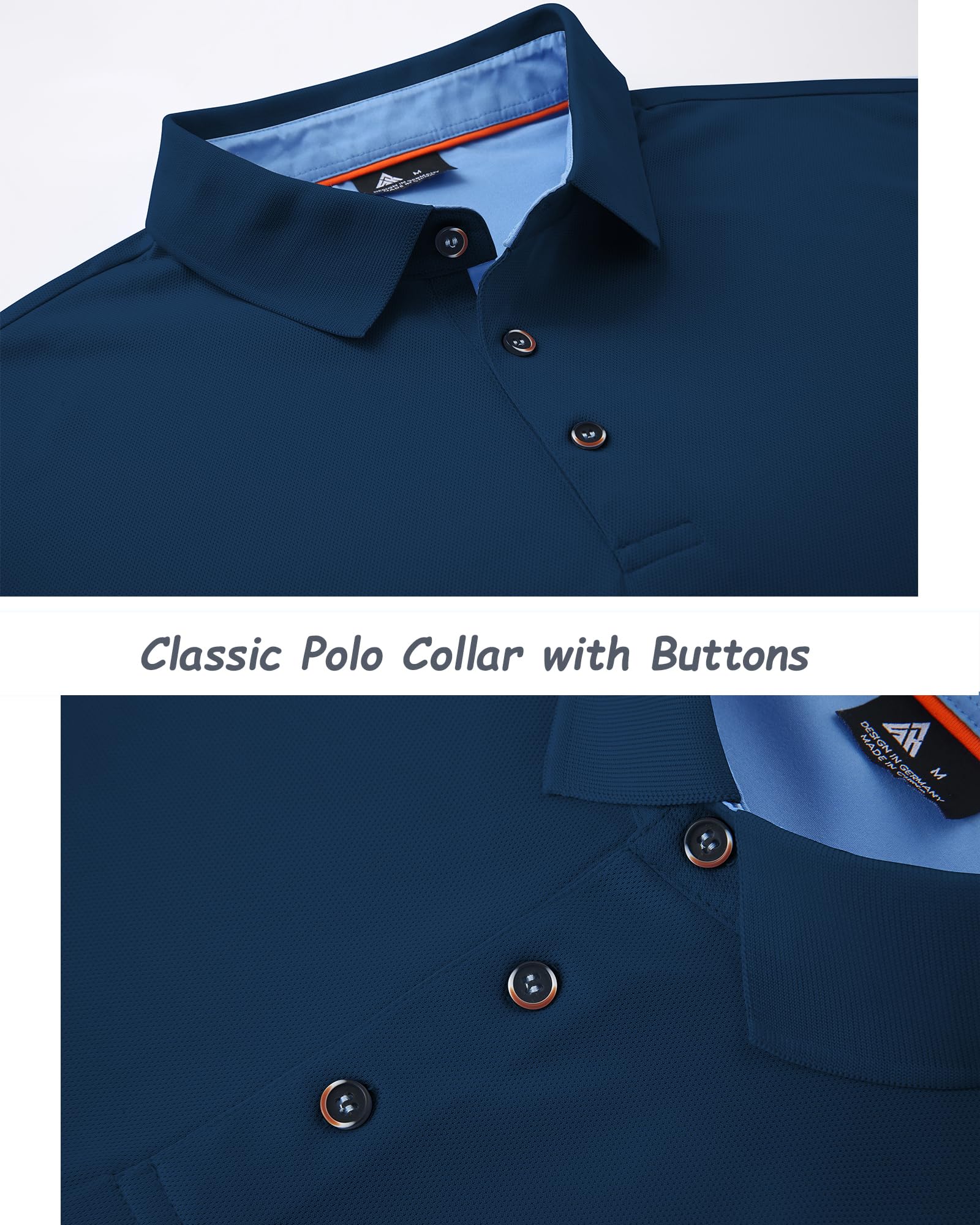 JACKETOWN Polo Uomo Maniche Lunghe Polo da Golf Tennis Casual T Shirt Traspirante Primavera Autunno Camicie per la Pesca Escursionismo