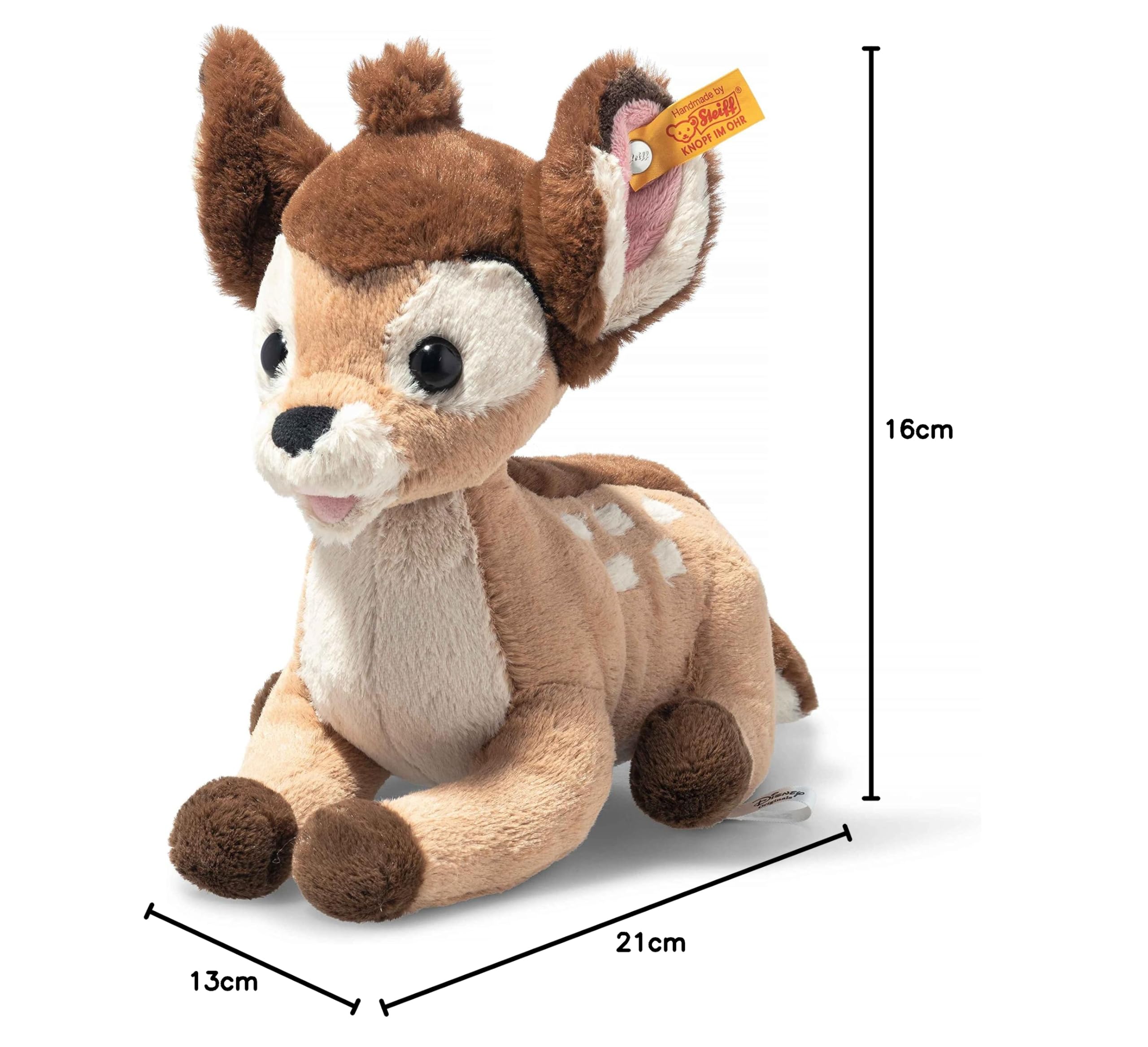 Steiff Przytulanka Disney Originals Bambi, słodka pluszowa zabawka z oczami z tworzywa sztucznego, dla dzieci, chłopców i dziewczynek, Friends, pluszowa zabawka, 21 cm, wielokolorowa, 024689