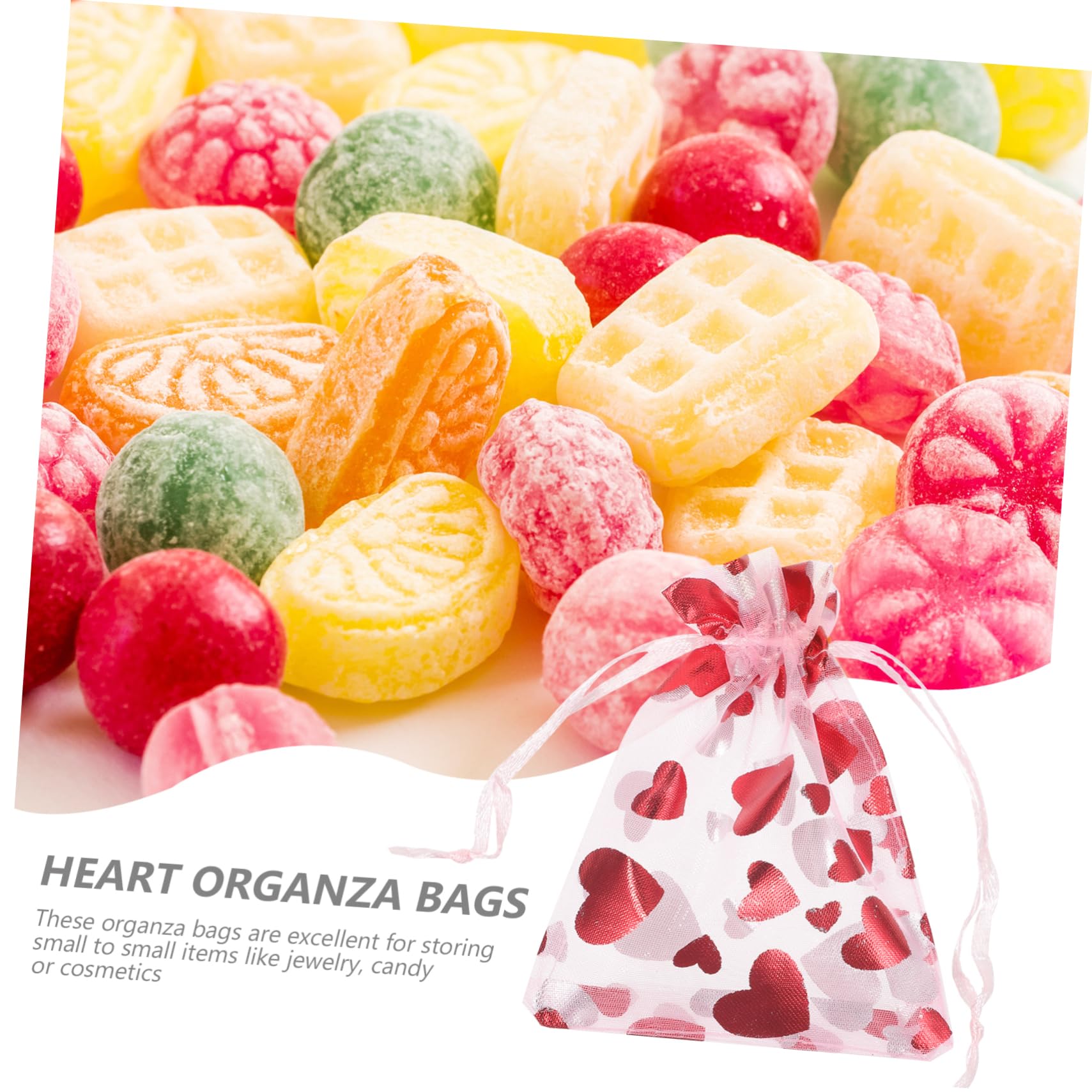 Beavorty 3 Set Di Sacchetti in Organza A Forma Di Cuore Per Sacchetti Per Piccole Imprese 100 Pezzi * 3
