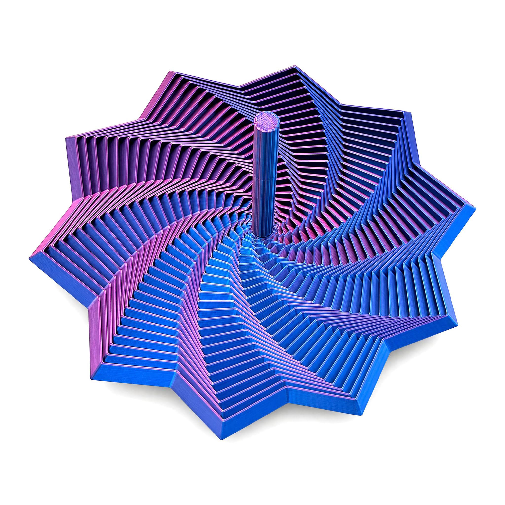 3D Printed Fidget Toy for Adults: Waoferfio Retractable Sensory Star with Handle, Honeycomb Spiral Design to Relieve Stress and Anxiety – Large 3D Printed Toys with 25 Rings, 3D Toys for Sensory