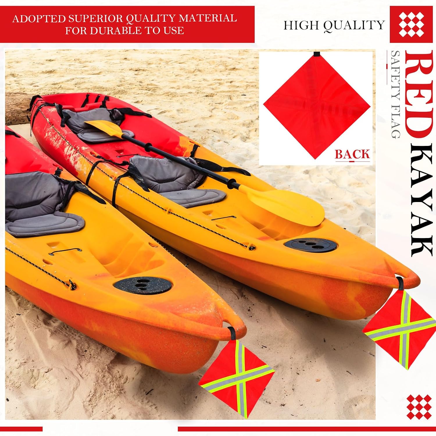 4 Pcs Safety Red Tow Flag for Truck Reflective Warning Kayak Red Flag Truck Loads Safety Signs for Trailer Hauling Hunting Bike Canoe Trailer Hauling Warning Accessories Kit