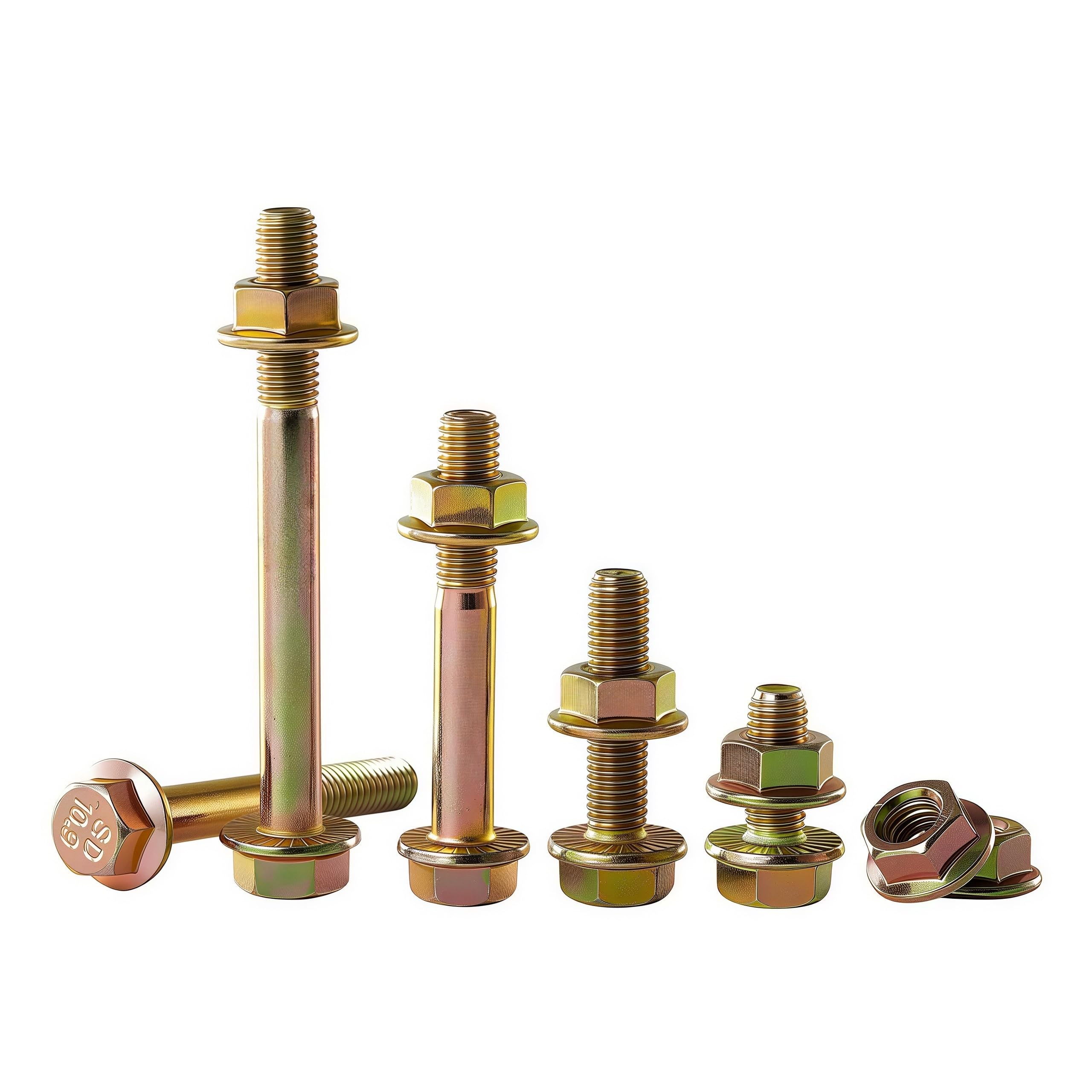 Set di viti e dadi a flangia M8 – 1,25 x 35 mm (8 set), classe di spessore 10,9, rivestimento in zinco colorato, filettatura completa, resistente alle vibrazioni, stabile, per applicazioni