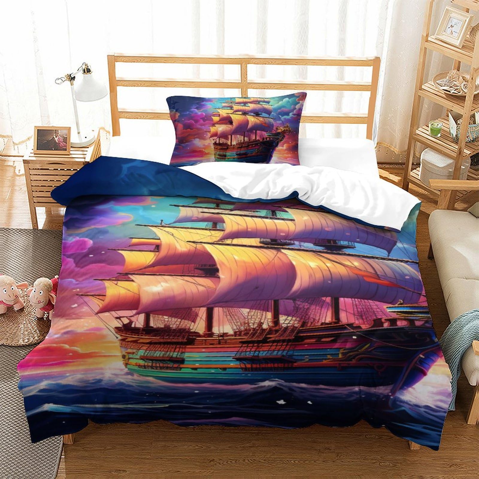 Parures de lit avec taie d'oreiller 3D microfibre housse de couette voile