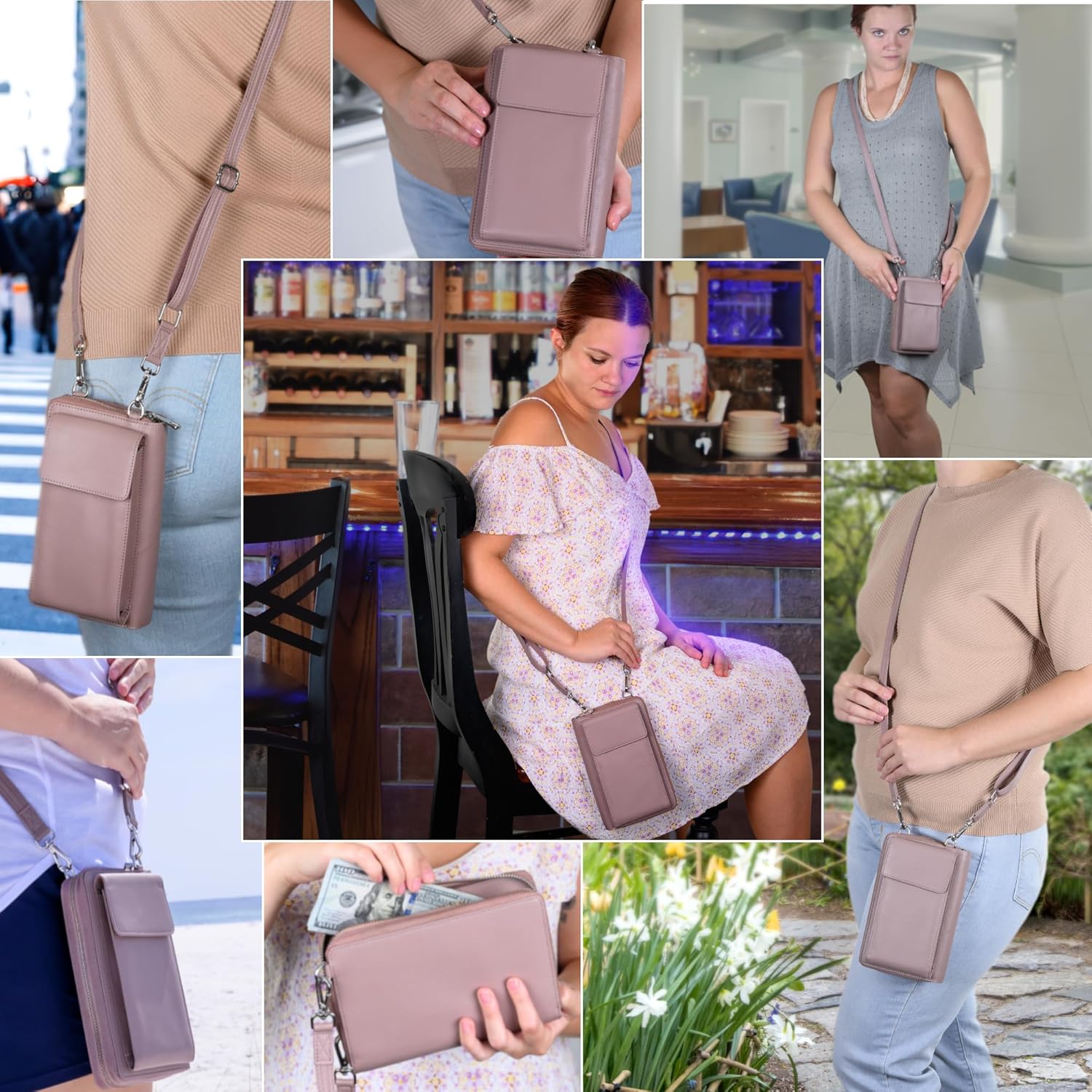 BULL GUARD Crossbody Leather Wallet Phone Purse, Anti Theft and RFID Blocking, Small Elegant Design for Travel - Image 2