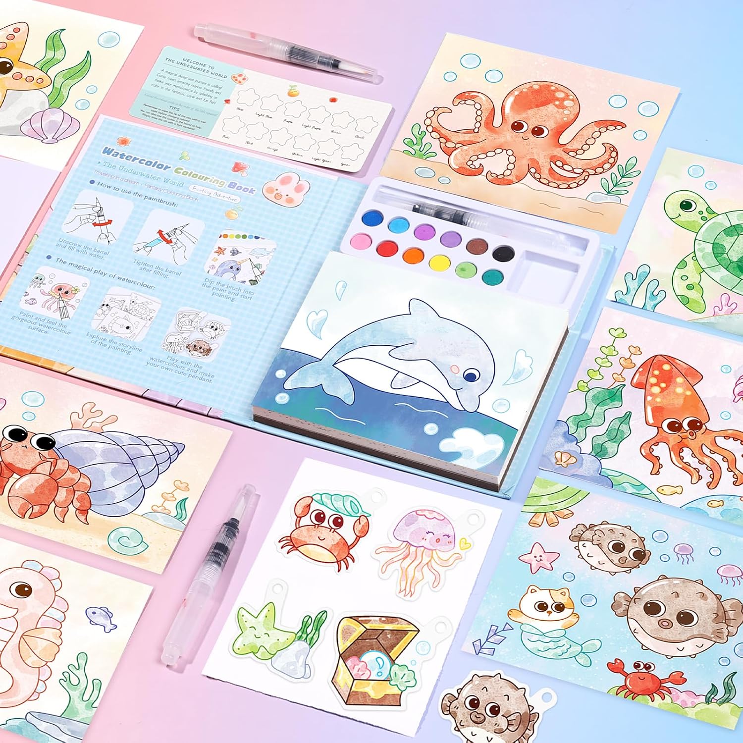 Accevo Paint with Water Coloring Books for Toddlers, Mess Free Watercolor Painting Sets Activity for Kids Arts Crafts Gift Toy for Boy Girl Ages 4 5 6 7 8 Christmas Stocking Stuffers Birthday