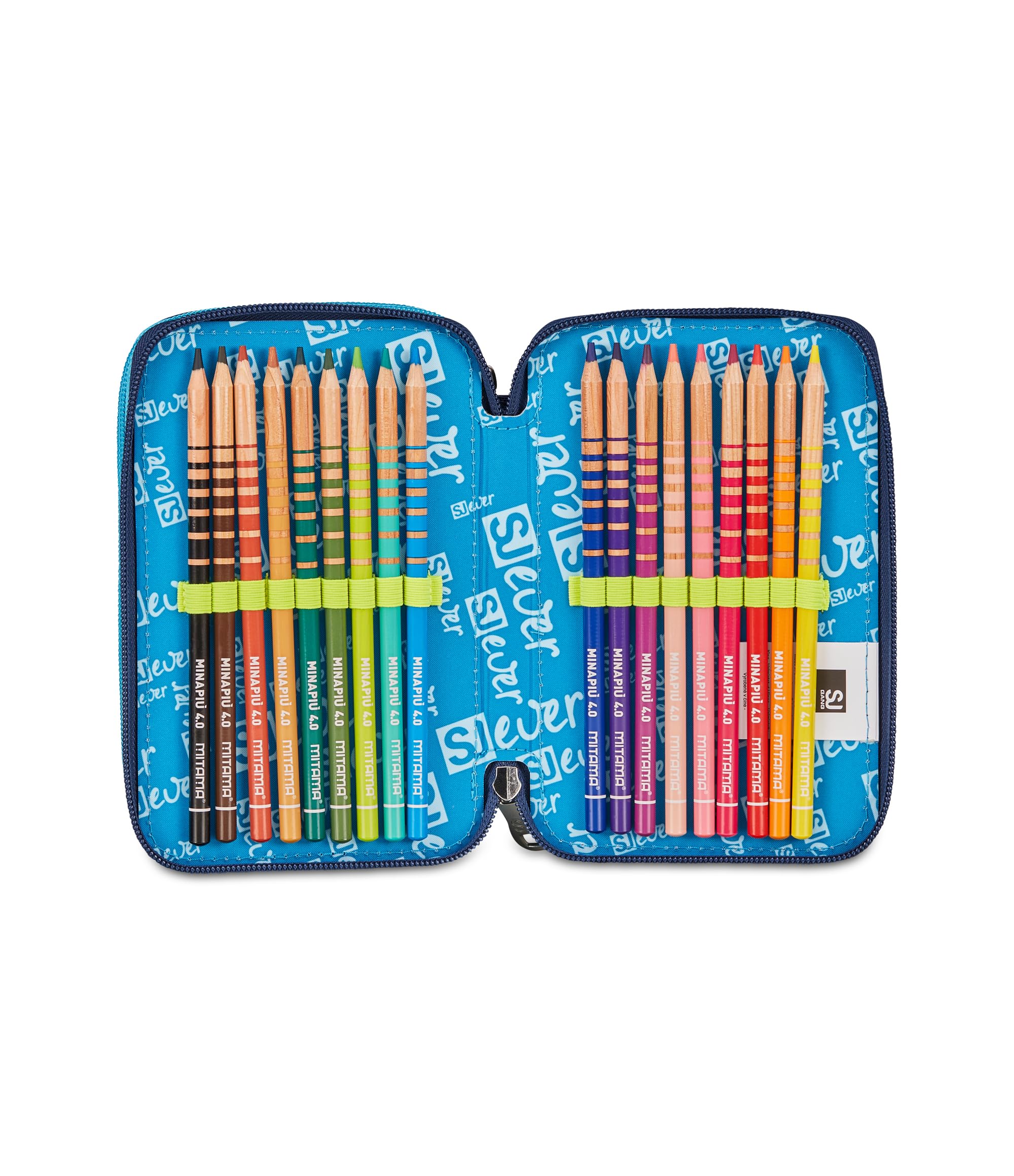 SJ GANG STYLE JAM GANG Schulmäppchen mit 3 Reißverschlüssen, Blau, Federmäppchen, Dreifachfach mit Stiften, Bleistiften, Farben, Zubehör Rucksack, Grundschulen, Kinder, blau, Modern