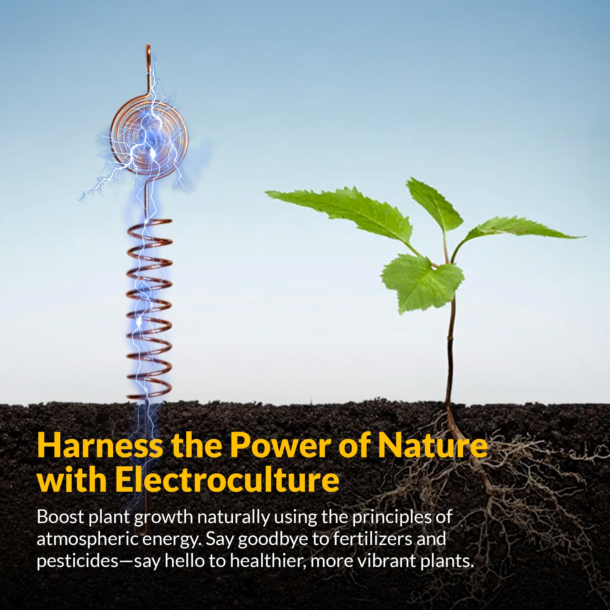 Tesla Coil Set de antenas electrocultivo (paquete de 3) – bobinas de cobre puro de 2,5 mm duraderas, fabricadas con precisión para jardinería, respetuosas con el medio ambiente