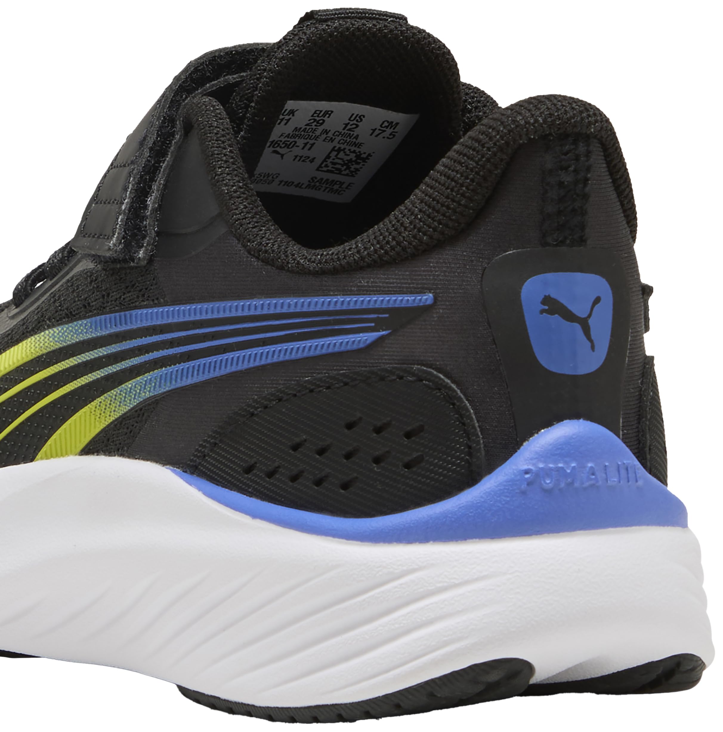 PUMA Pounce LITE AC+ PS Sneaker, czarno-Lime Smash-Royal Sapphire, 12,5 UK dziecko, Puma Czarny Lime Smash Royal Sapphire, 31.5 EU