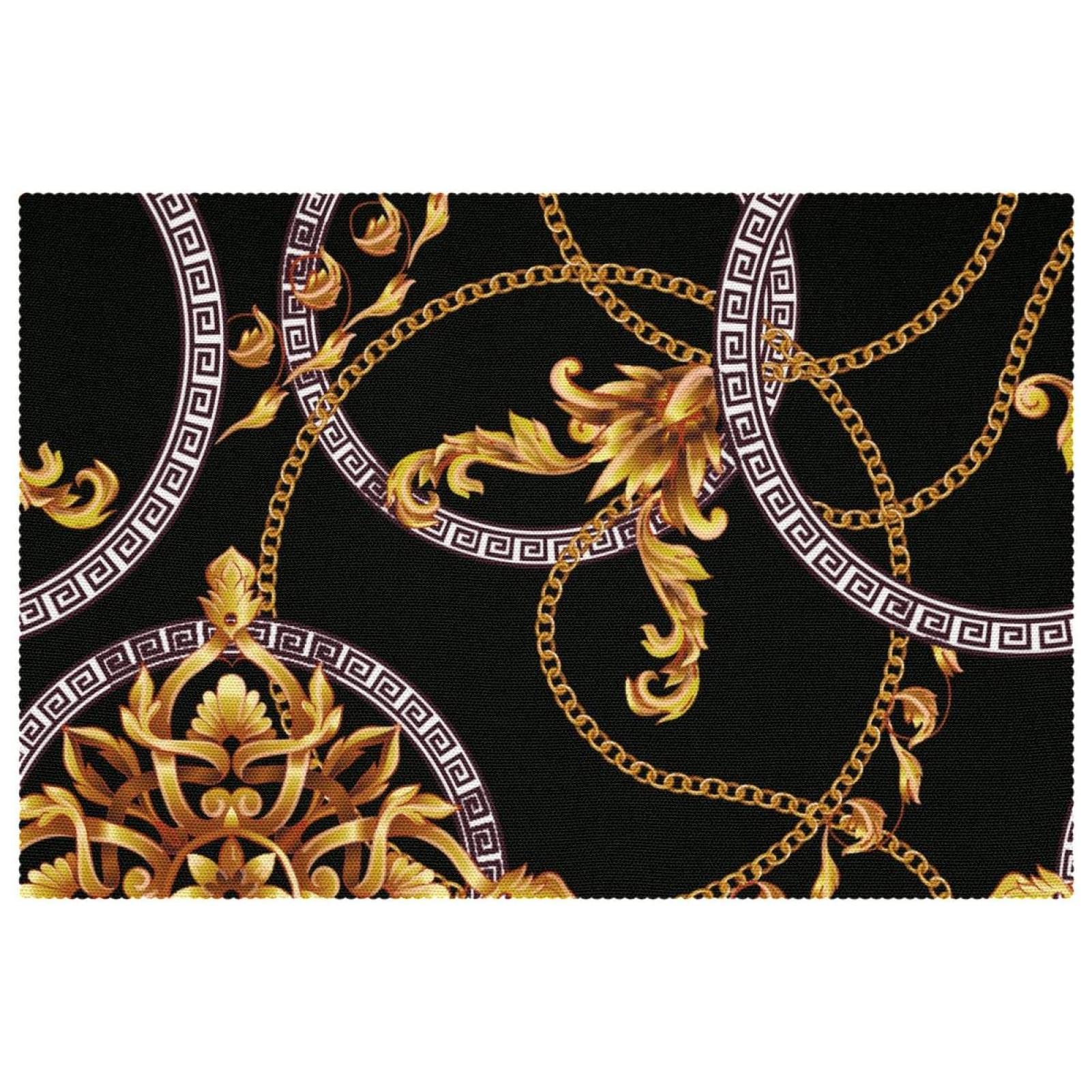 Set de table baroque doré antidérapant et résistant à la chaleur pour la maison