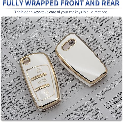 Miniatura 9 de SK CUSTOM Funda protectora para llavero inteligente de TPU negro con borde dorado compatible con Audi A1 A3 A4 A5 A6 A8 Q3 Q5 Q7 R8 RS4 S3 S4 S5 S6