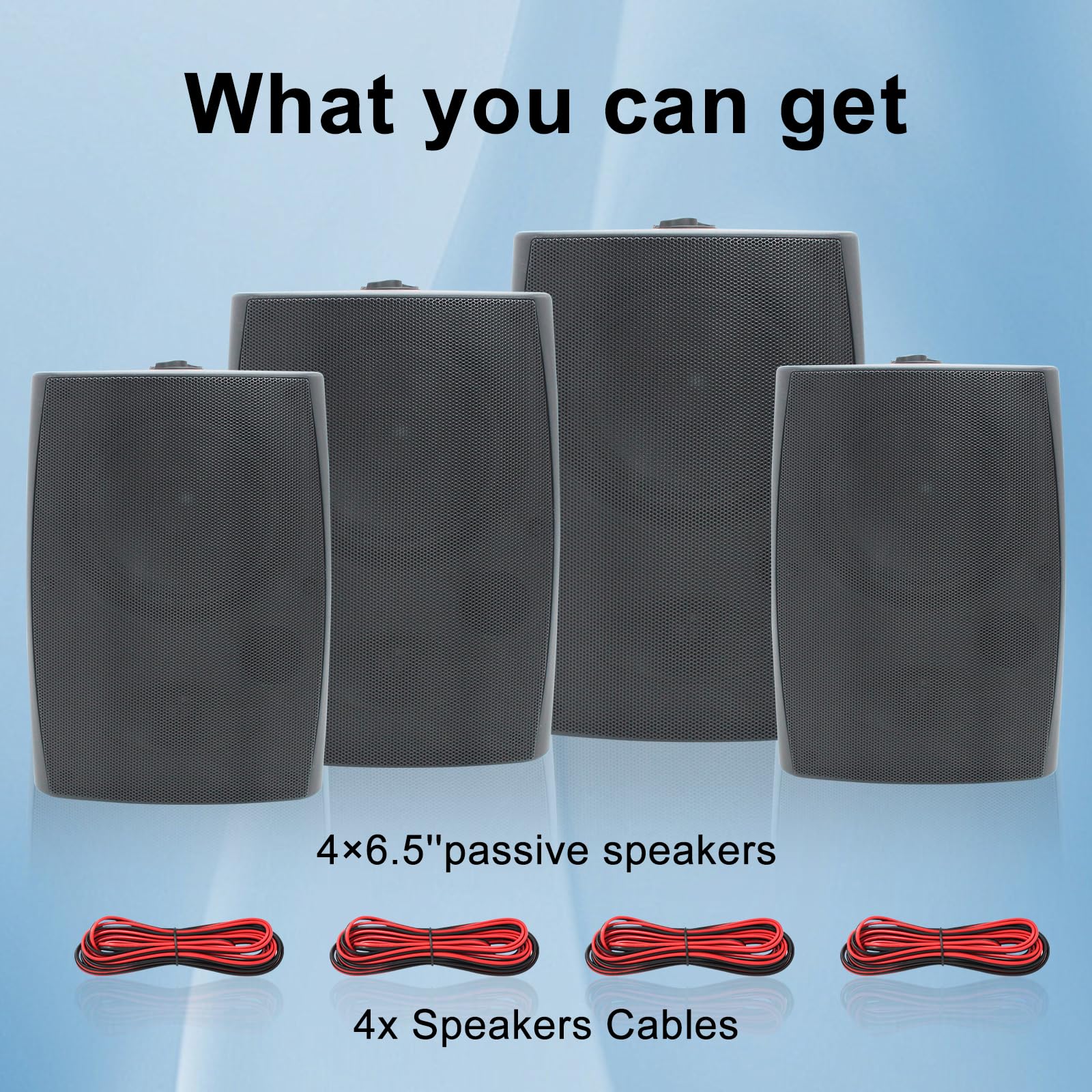 Herdio 6,5 Pouces 800 W Haut-parleurs passifs d'extérieur, 2 Voies, avec Basses, étanche Enceintes d'extérieur, adaptés pour terrasse, Porche, Jardin, intérieur ((4, Noir)