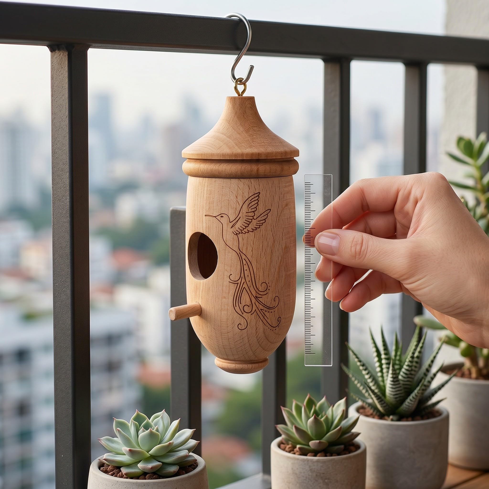 Operitacx 6 Casitas de Madera Natural para colibríes, para Colgar en el Exterior | Casitas rústicas de Madera para anidar pájaros al Aire Libre | Adorno de para jardín