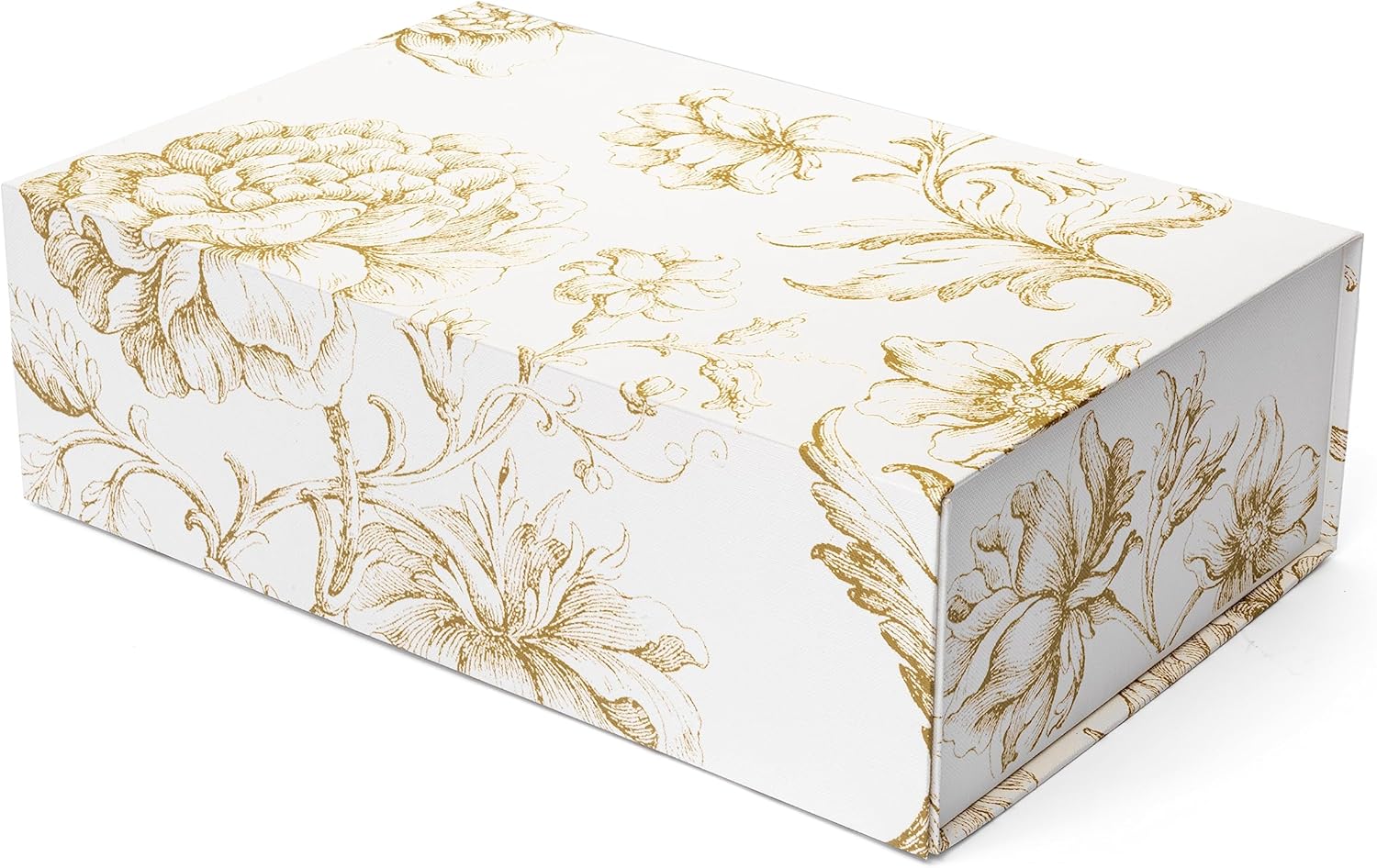 Luxury Keepsake Gift Box 3-Pack | Gold Floral Decorative Boxes with Magnetic Lids for Presents, Wedding Memory Box, and Bridal Gifts. 11.5" x 7.5" x 3.5"