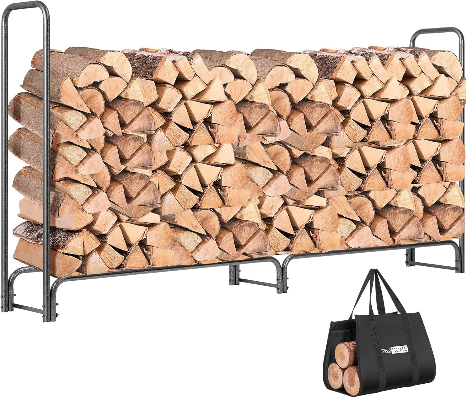VIVOHOME 8ft Heavy Duty Firewood Rack Log Holder with