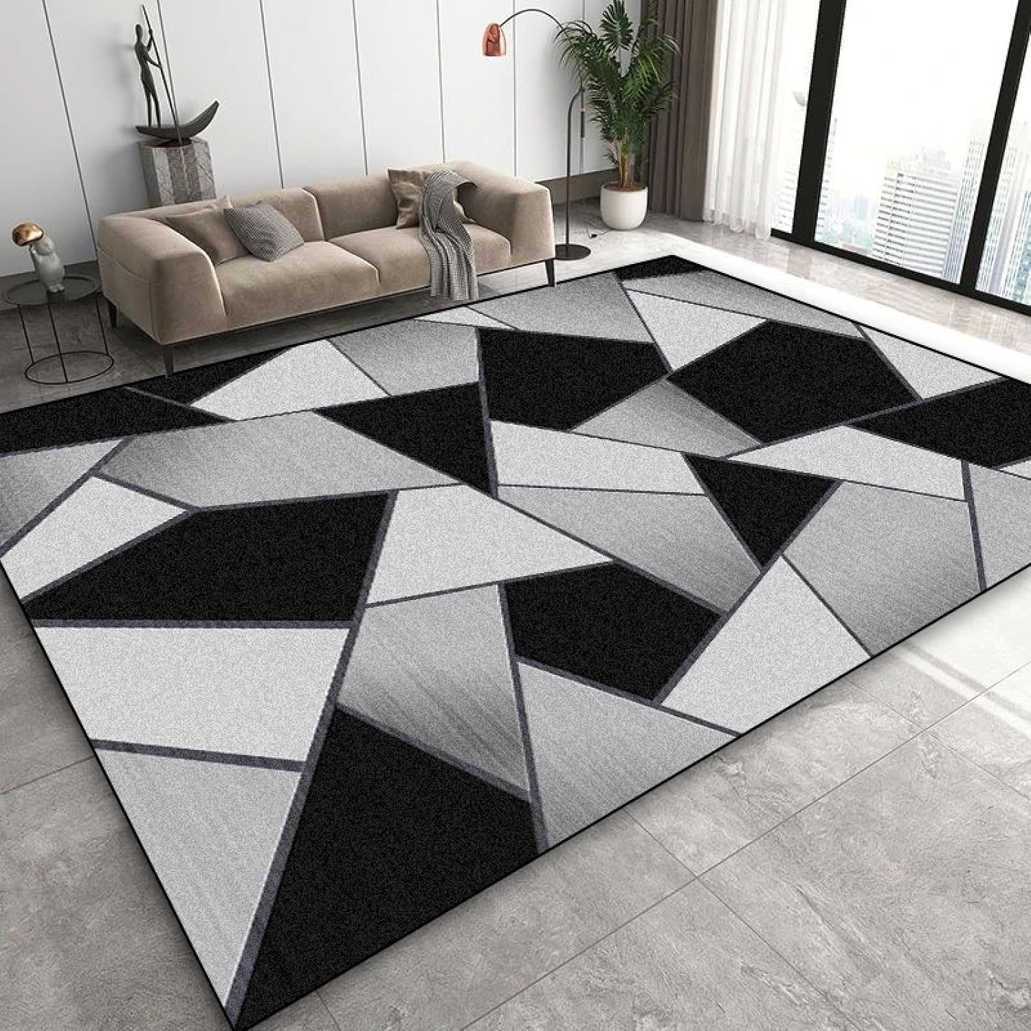Modern Geometric Carpet Living Room Luxury Decoration Home Coffee Tables Rugs Sofa Area Bedroom Floor Mats(1.9x2.9ft(60x90cm)/Flannel-9)