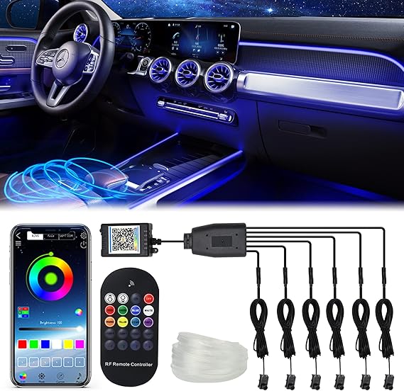 6 in 1 Car LED Strip Lights, RGB Car Interior Lights with