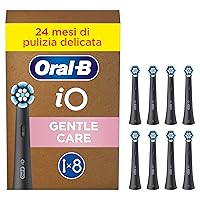 Oral-B Testine di Ricambio iO Gentle Care Nere, 8 Testine Oral B per Spazzolino Elettrico