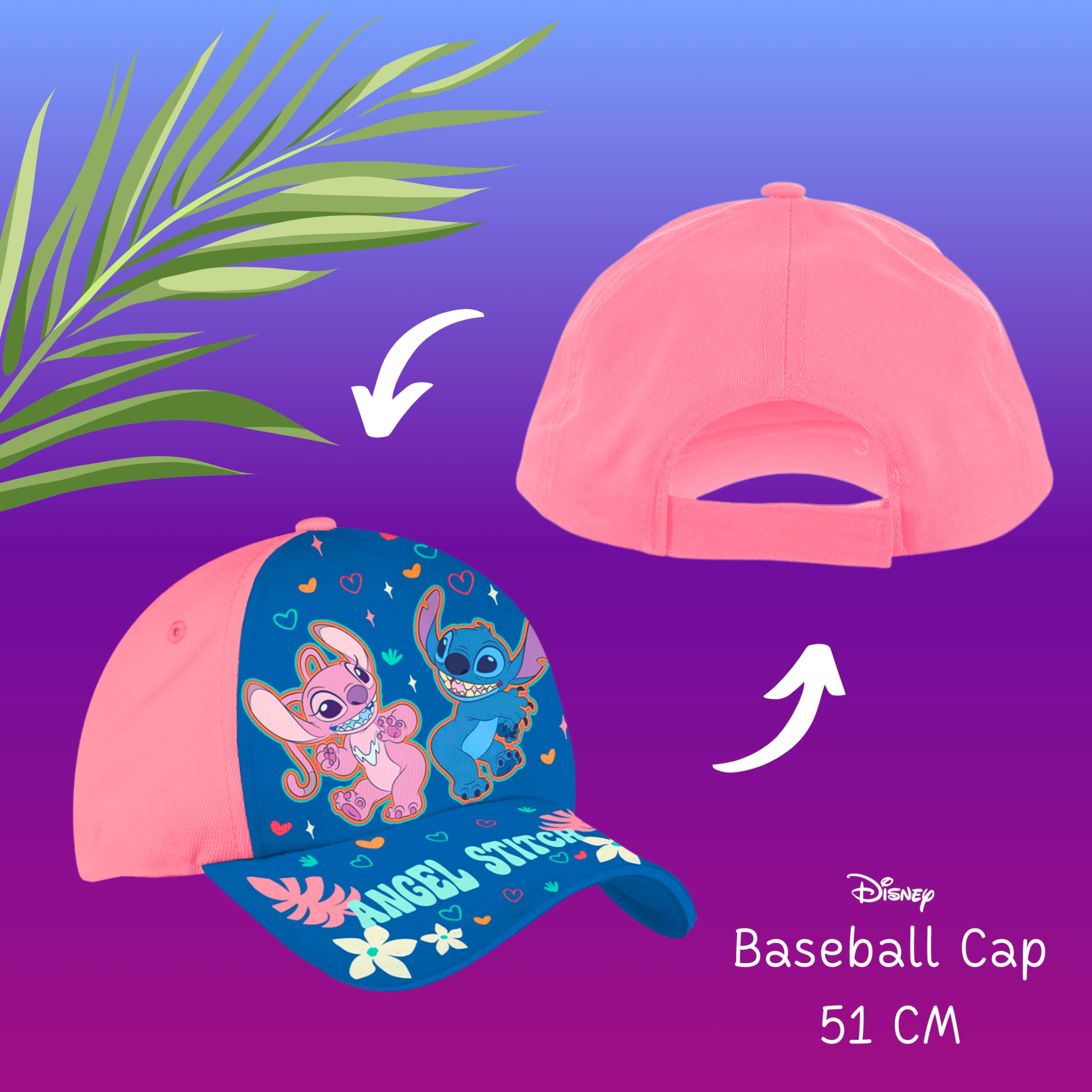 Disney Stitch Baseball Kappe und Flip-Flops für Mädchen, Stitch und Angel Sommerset, Größen EU 25 bis 32