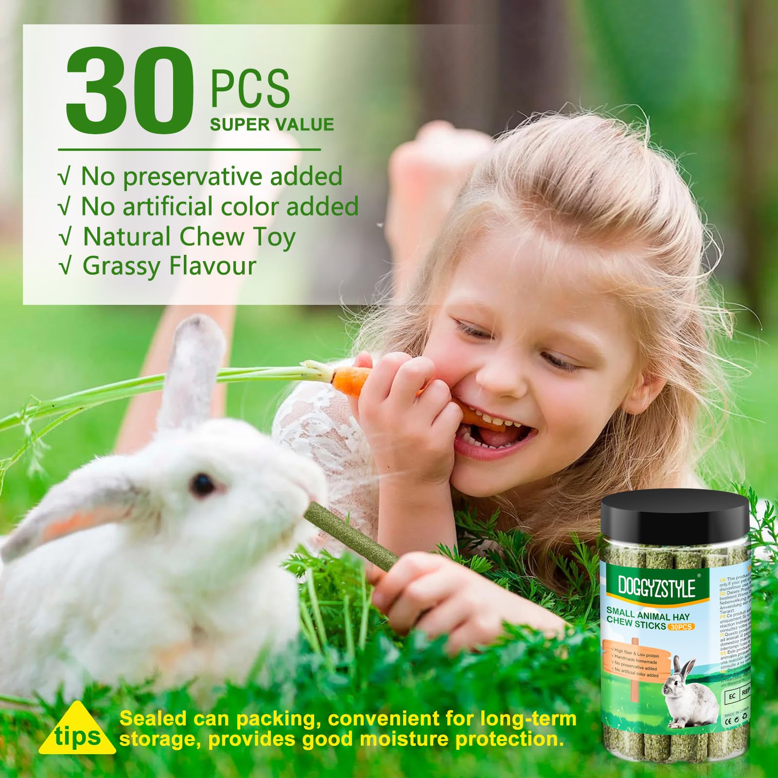 30PCS Golosinas de Conejo Timothy Hay Sticks,Heno Timothy Natural para Conejo,Conejillos de Indias,Conejito,Chinchilla,Hámsters,Juguetes Masticables de Conejos Mano Comida para Conejos (30pcs)