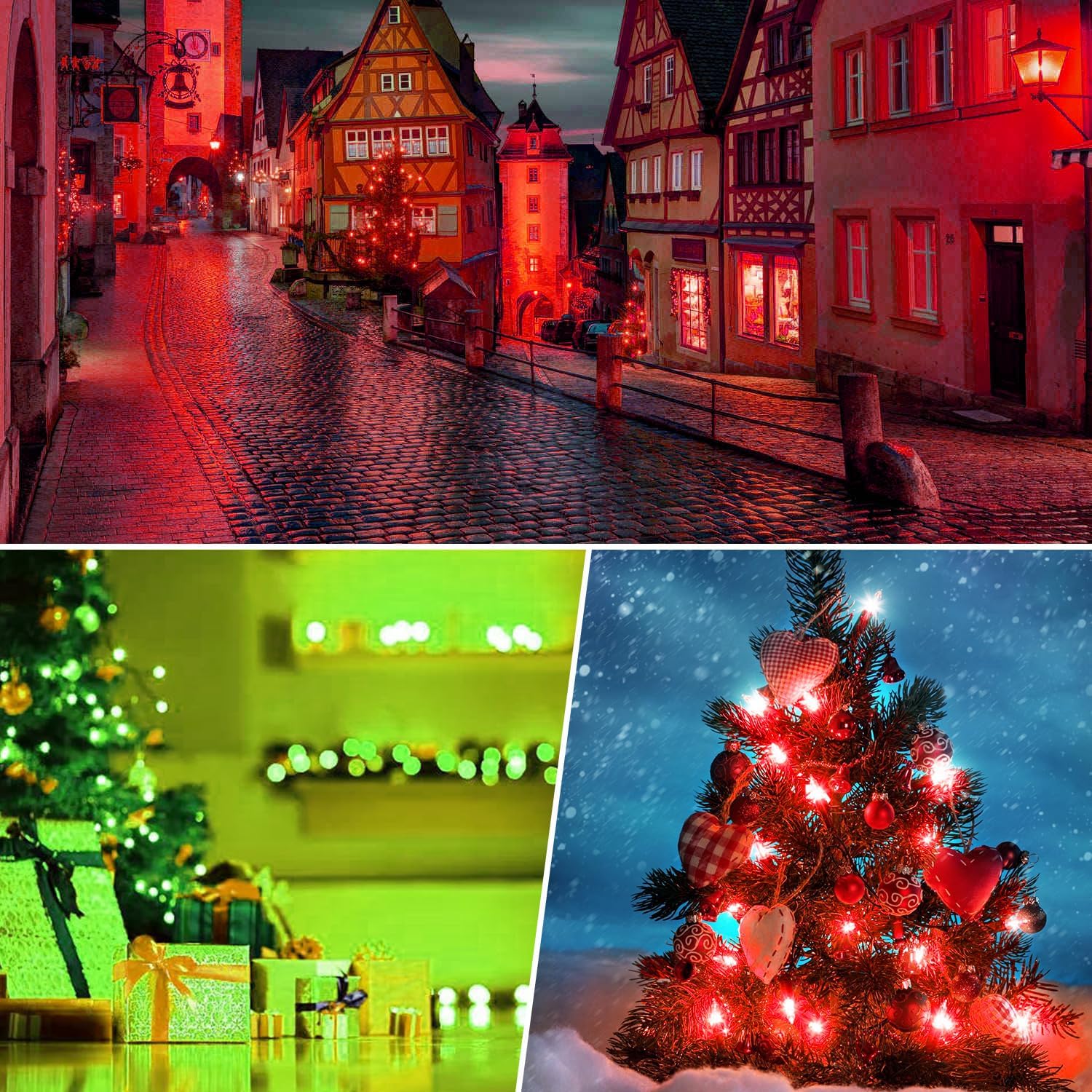 Red and Green Light Bulbs, 4 Pack, Christmas Light Bulbs, A19 LED Red Light Bulb, Green Light Bulb, 60W Equivalent 9W E26 Porch Outdoor for Christmas, Party, Home Lighting